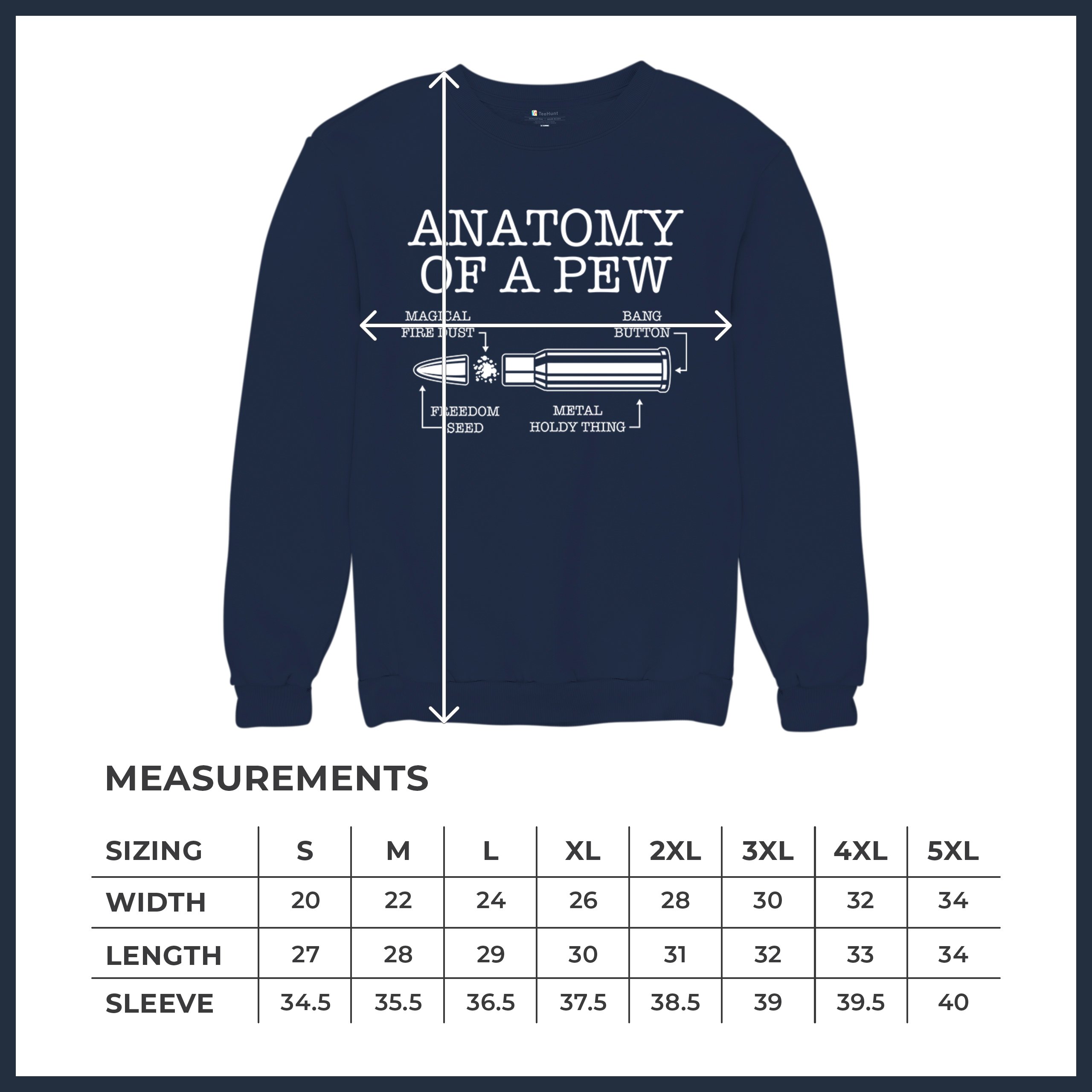 Anatomy of a Pew Sweatshirt 2nd Amendment Right to Bear Arms Patriotic Crewneck - Picture 22 of 36