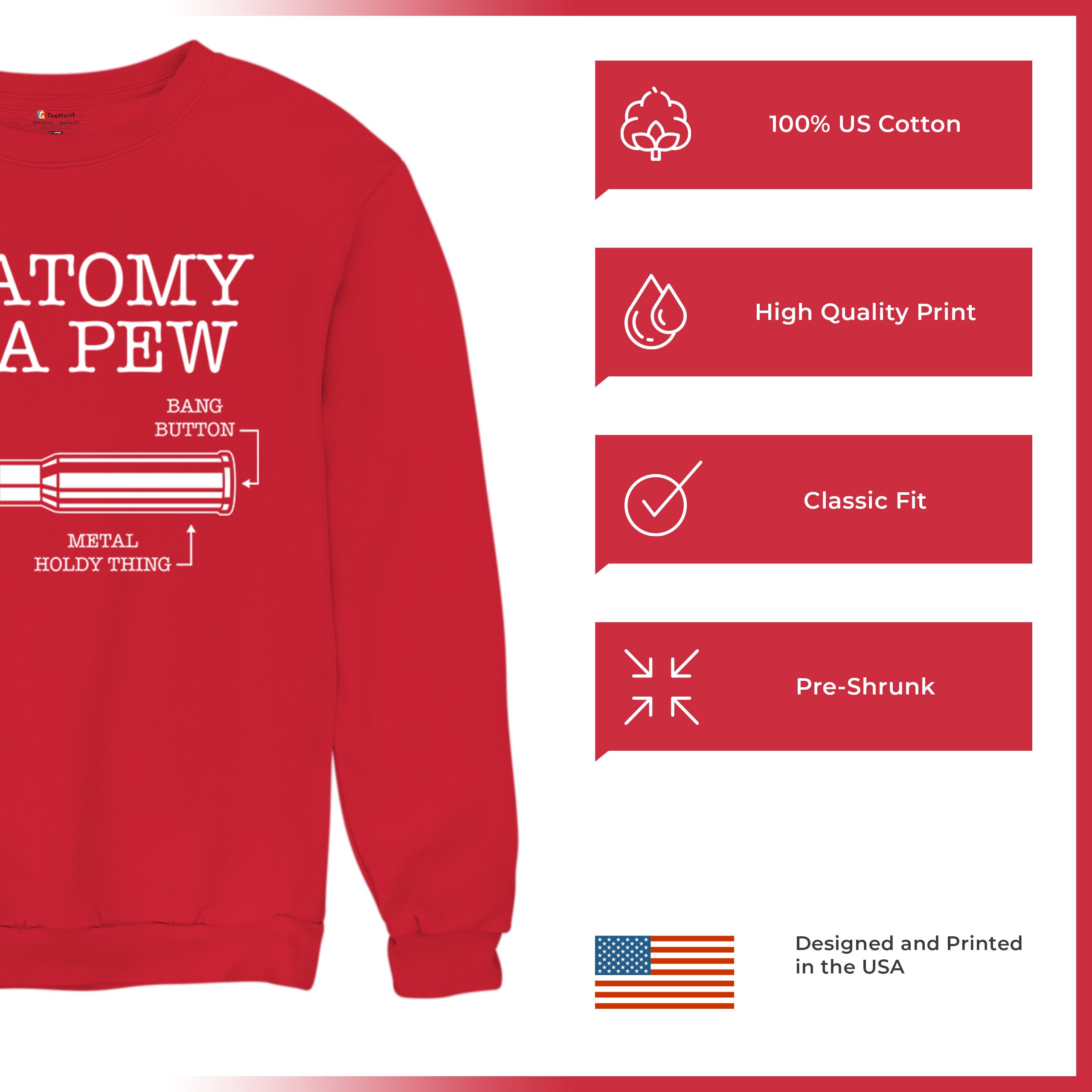 Anatomy of a Pew Sweatshirt 2nd Amendment Right to Bear Arms Patriotic Crewneck - Picture 14 of 36