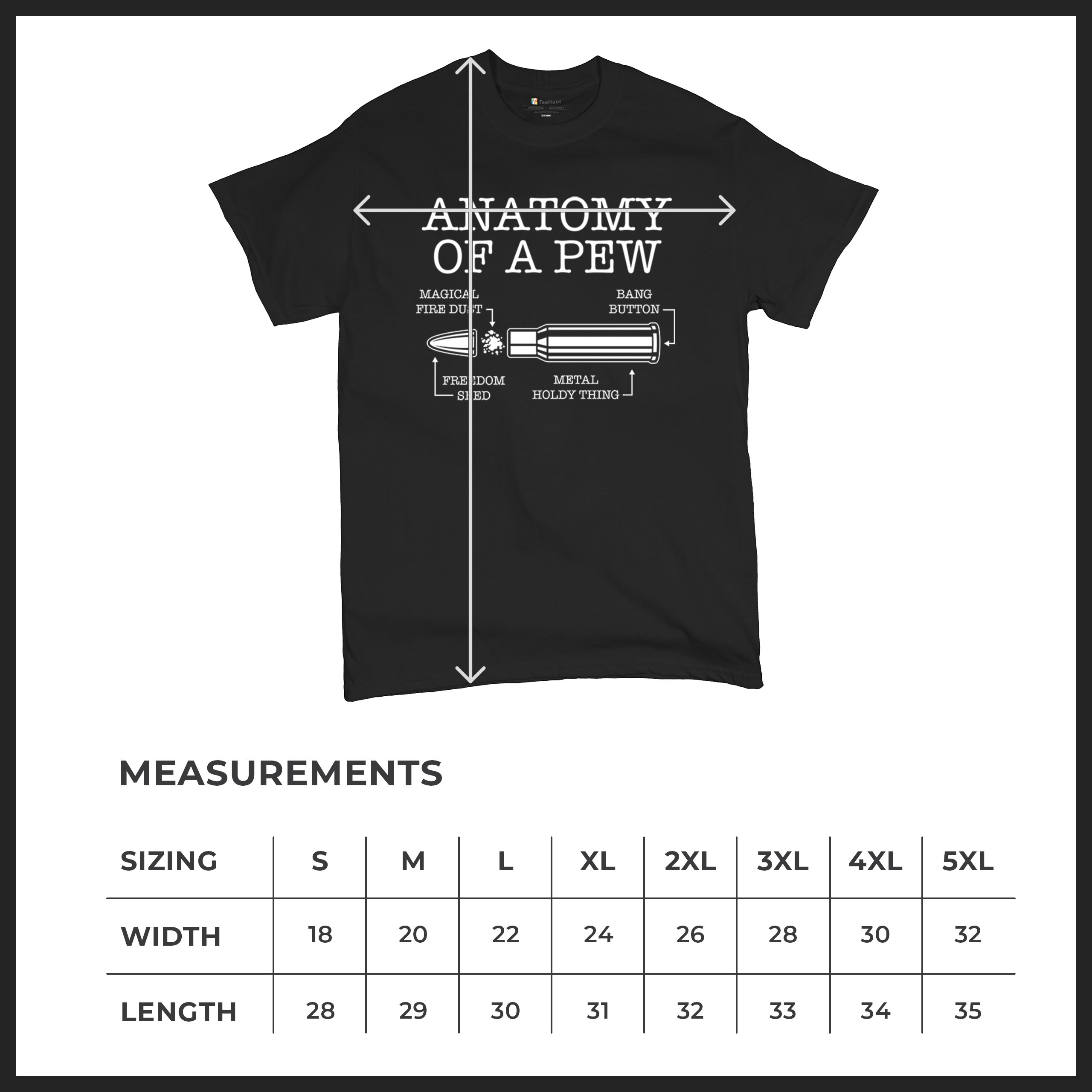 Anatomy of a Pew T-shirt 2nd Amendment Right to Bear Arms Patriotic Men's Tee - Picture 8 of 71