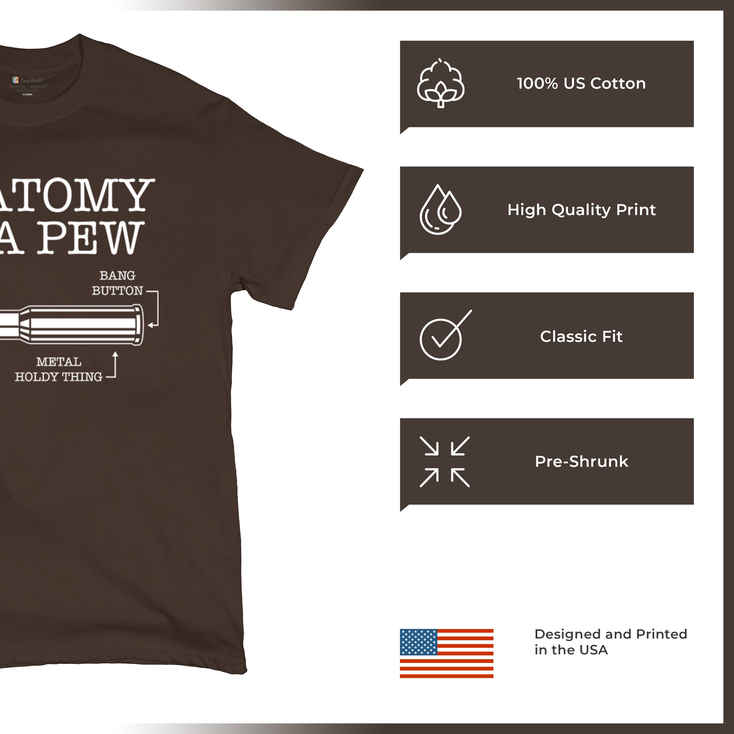 Anatomy of a Pew T-shirt 2nd Amendment Right to Bear Arms Patriotic Men's Tee - Picture 49 of 71