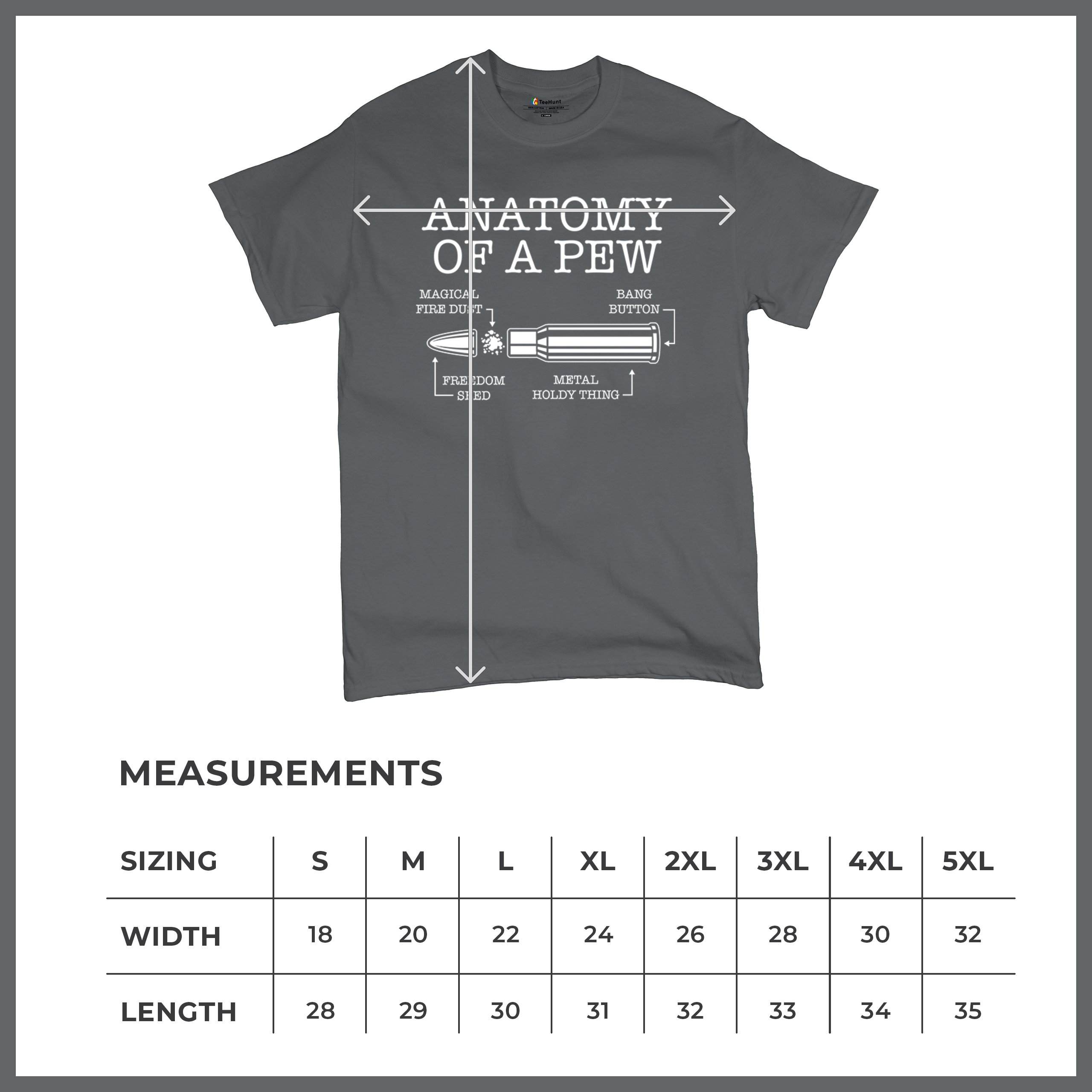 Anatomy of a Pew T-shirt 2nd Amendment Right to Bear Arms Patriotic Men's Tee - Picture 57 of 71