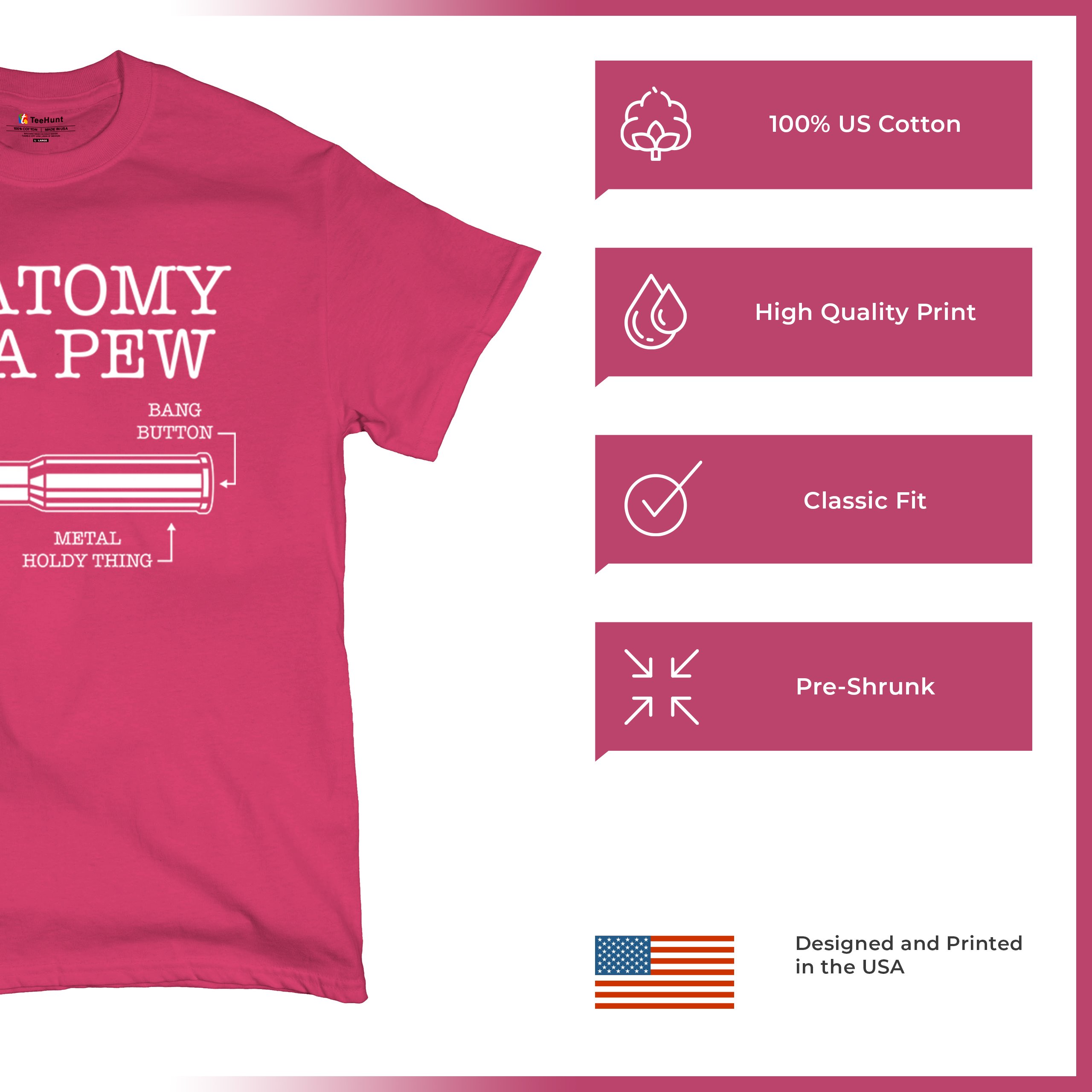 Anatomy of a Pew T-shirt 2nd Amendment Right to Bear Arms Patriotic Men's Tee - Picture 14 of 71