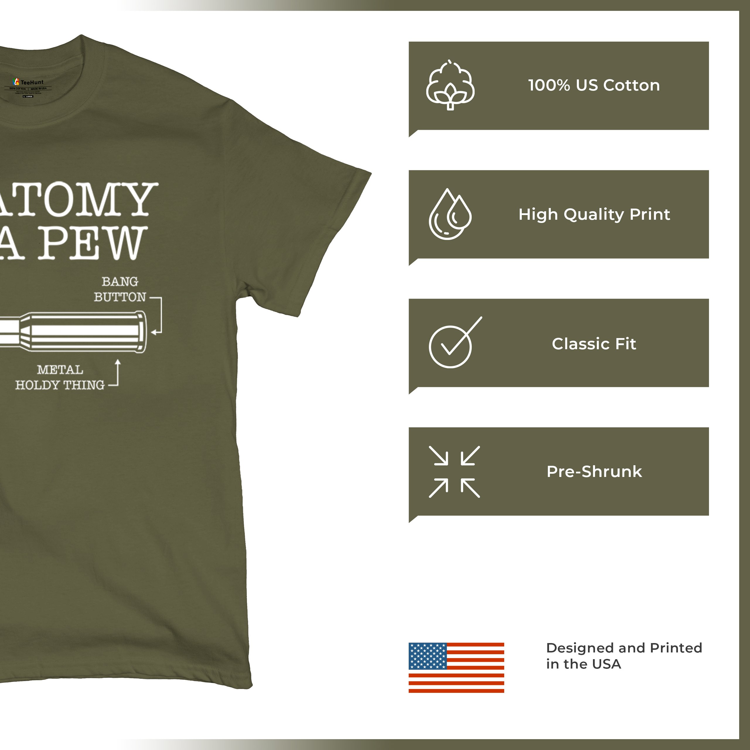 Anatomy of a Pew T-shirt 2nd Amendment Right to Bear Arms Patriotic Men's Tee - Picture 63 of 71