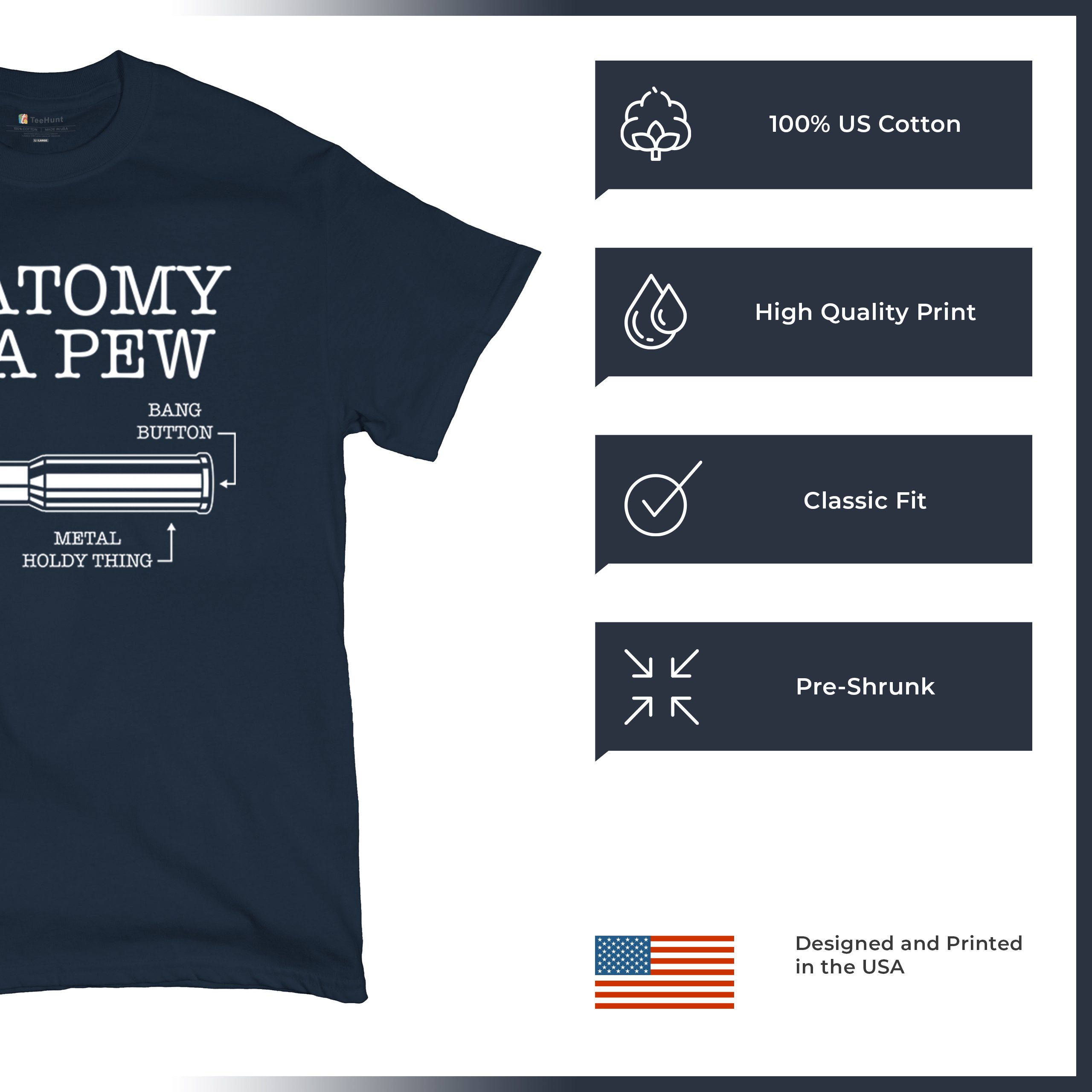 Anatomy of a Pew T-shirt 2nd Amendment Right to Bear Arms Patriotic Men's Tee - Picture 35 of 71