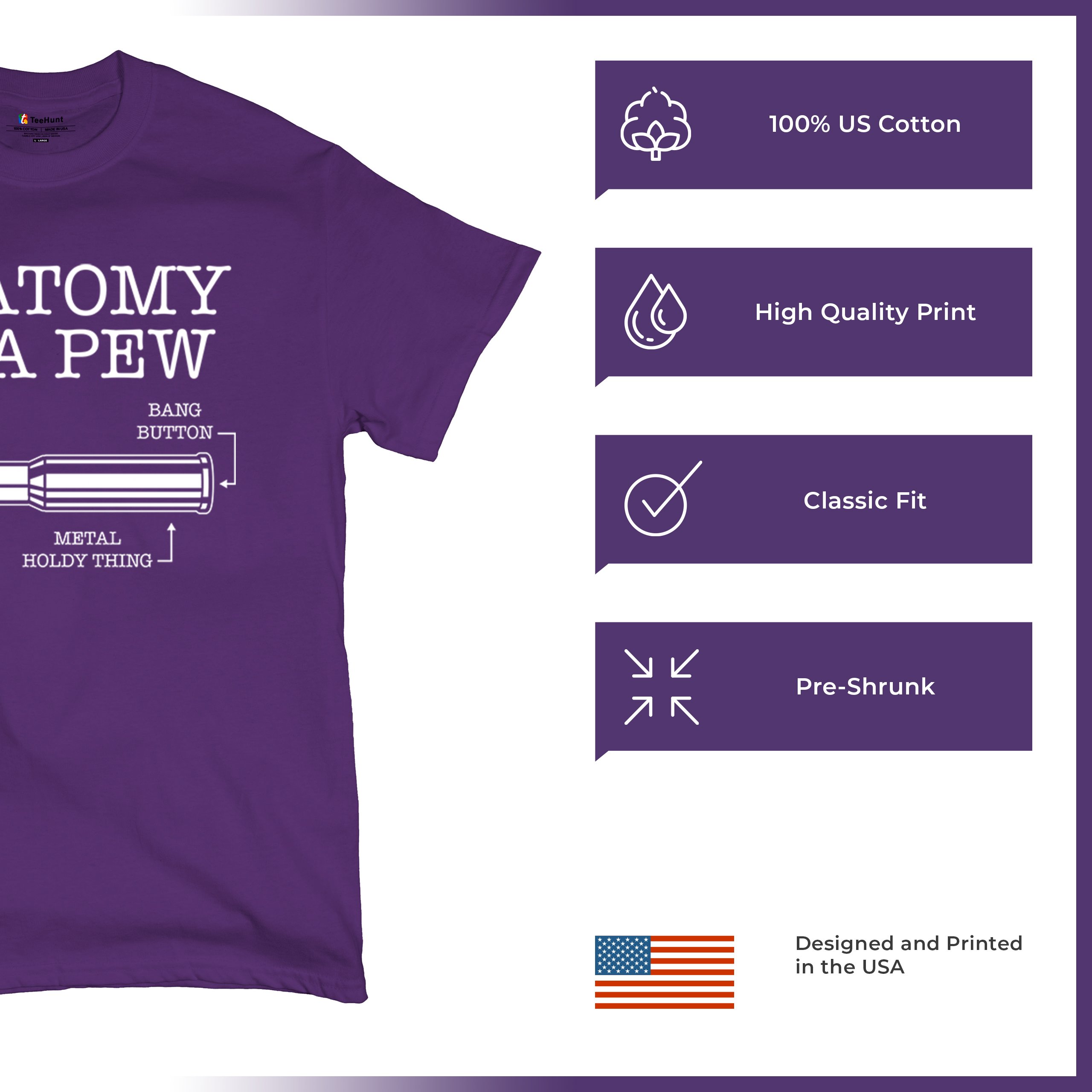 Anatomy of a Pew T-shirt 2nd Amendment Right to Bear Arms Patriotic Men's Tee - Picture 21 of 71