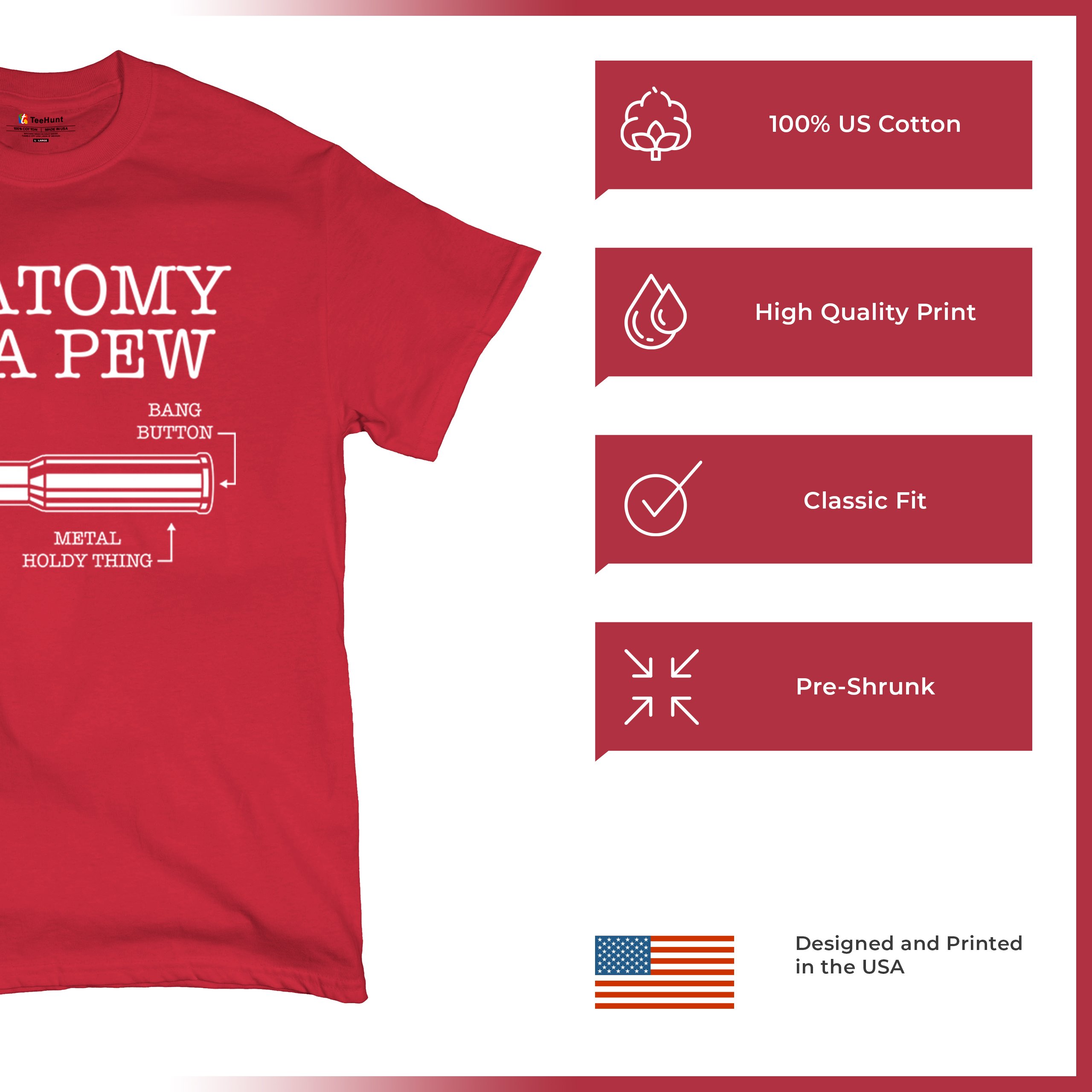 Anatomy of a Pew T-shirt 2nd Amendment Right to Bear Arms Patriotic Men's Tee - Picture 28 of 71