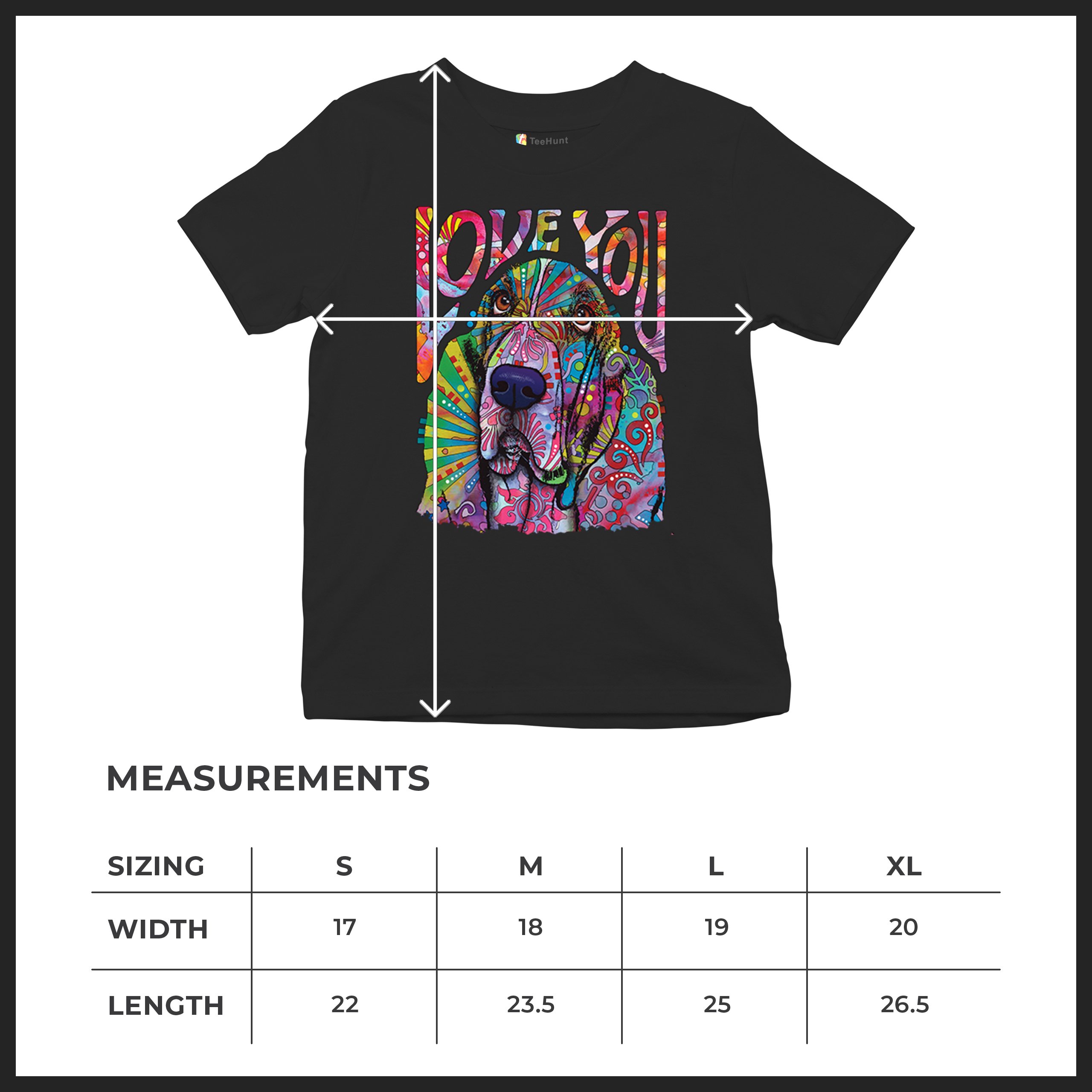 Dean Russo Cute Love You Basset Youth T-shirt Colorful Dog Neon Pet Kids - Picture 8 of 50