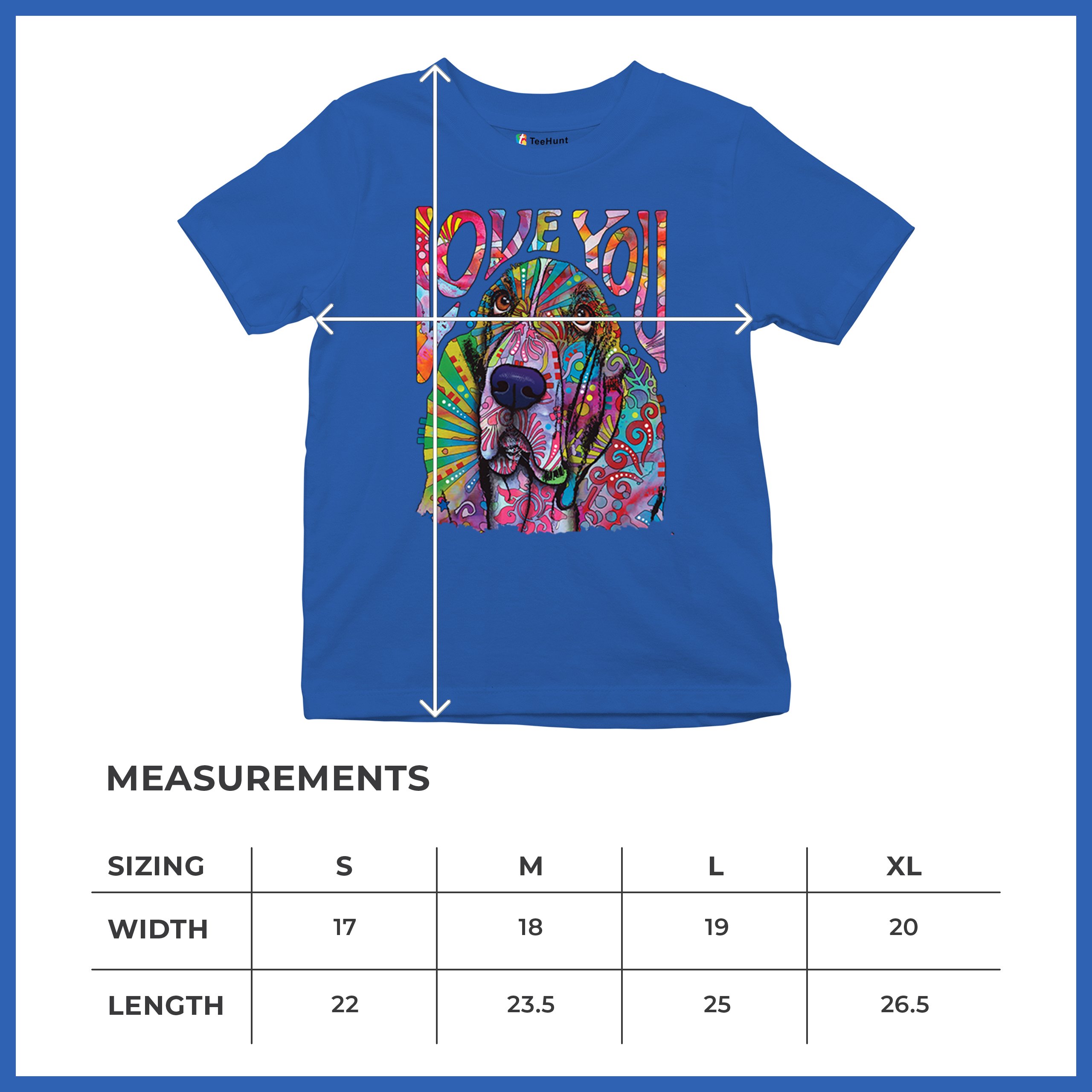 Dean Russo Cute Love You Basset Youth T-shirt Colorful Dog Neon Pet Kids - Picture 43 of 50