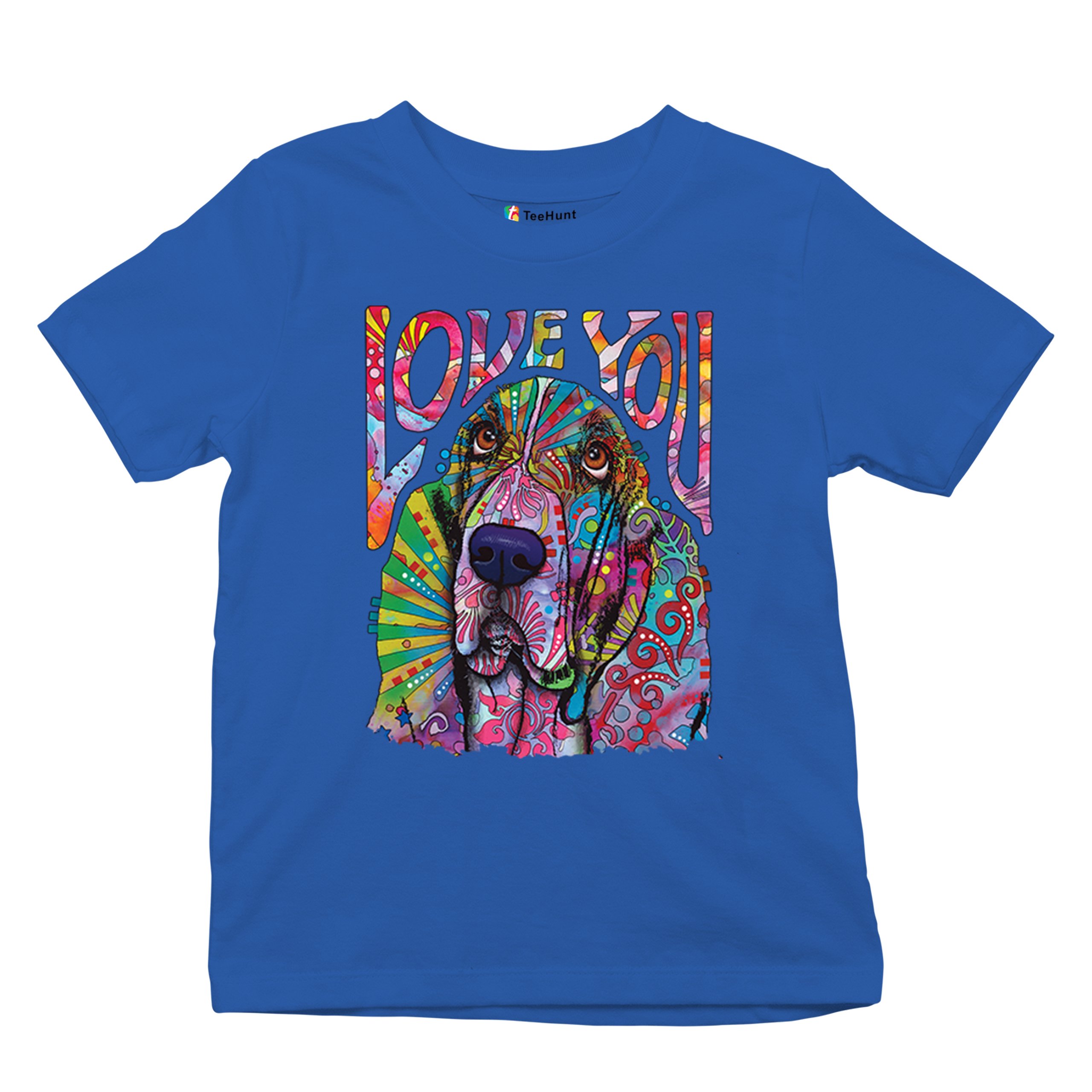 Dean Russo Cute Love You Basset Youth T-shirt Colorful Dog Neon Pet Kids - Picture 41 of 50