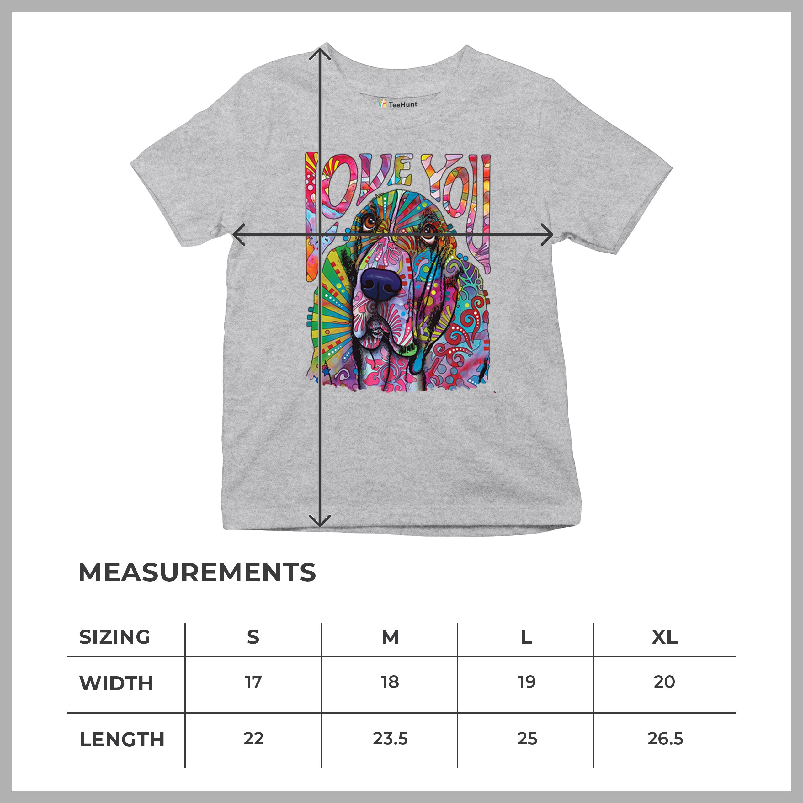 Dean Russo Cute Love You Basset Youth T-shirt Colorful Dog Neon Pet Kids - Picture 15 of 50