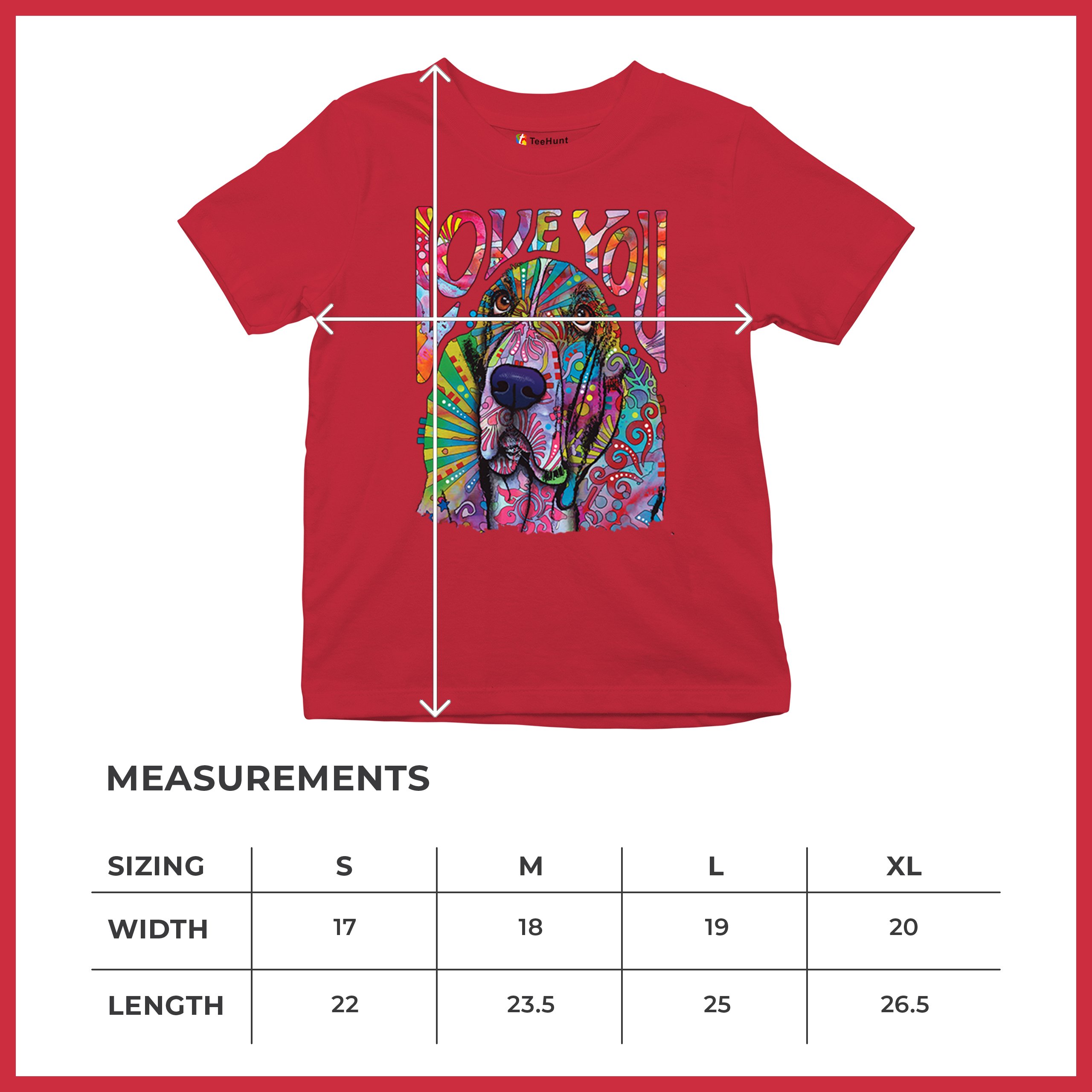Dean Russo Cute Love You Basset Youth T-shirt Colorful Dog Neon Pet Kids - Picture 22 of 50