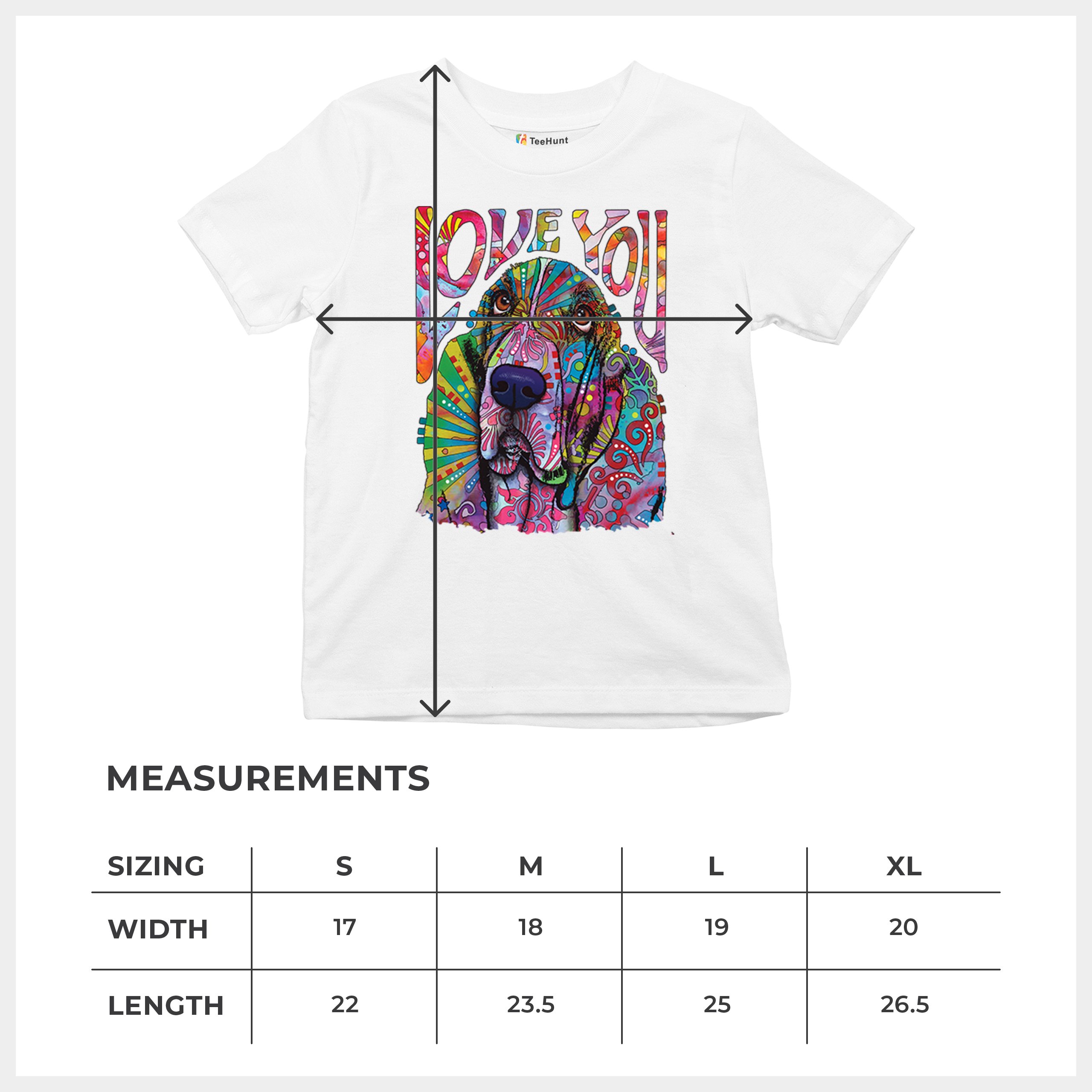Dean Russo Cute Love You Basset Youth T-shirt Colorful Dog Neon Pet Kids - Picture 29 of 50
