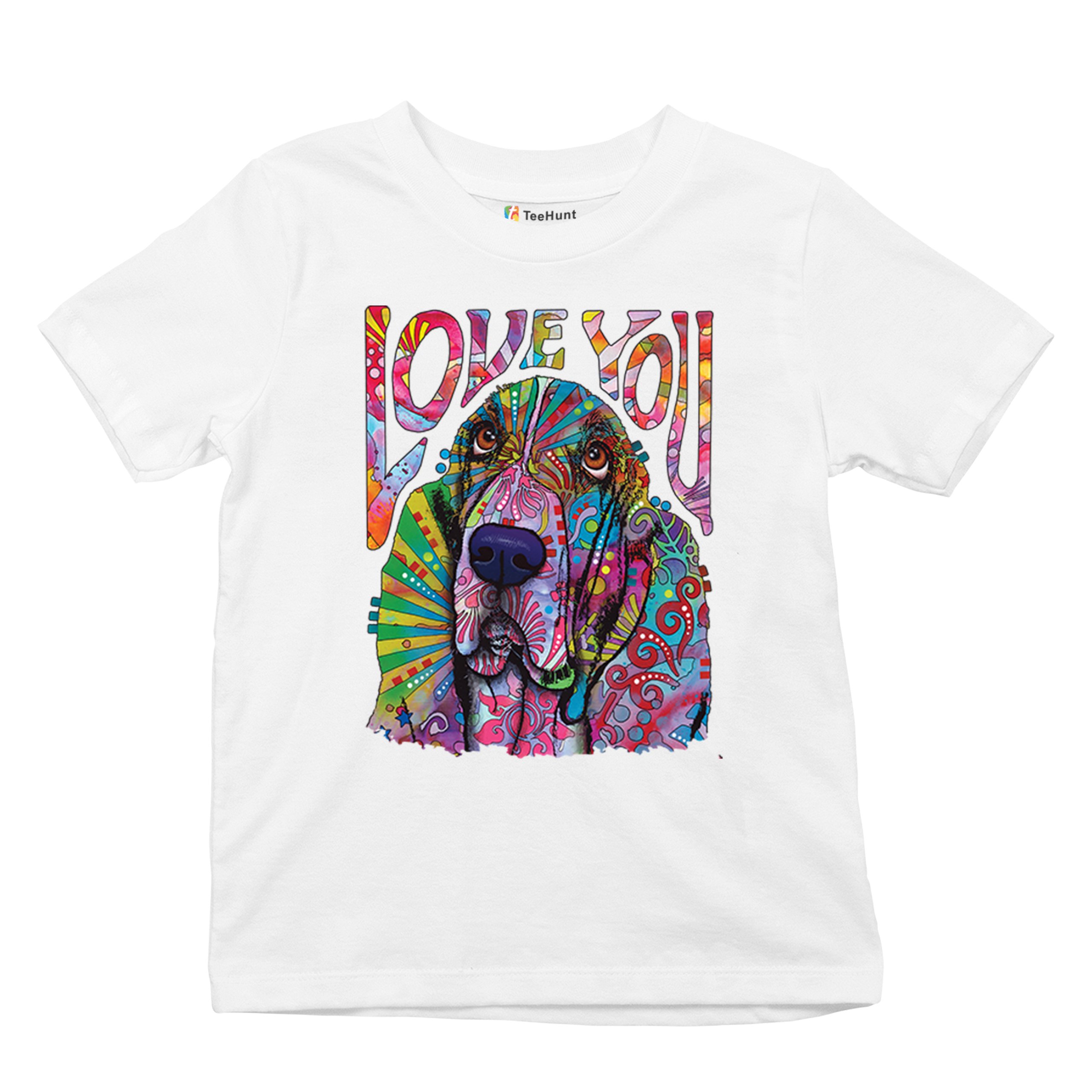 Dean Russo Cute Love You Basset Youth T-shirt Colorful Dog Neon Pet Kids - Picture 27 of 50