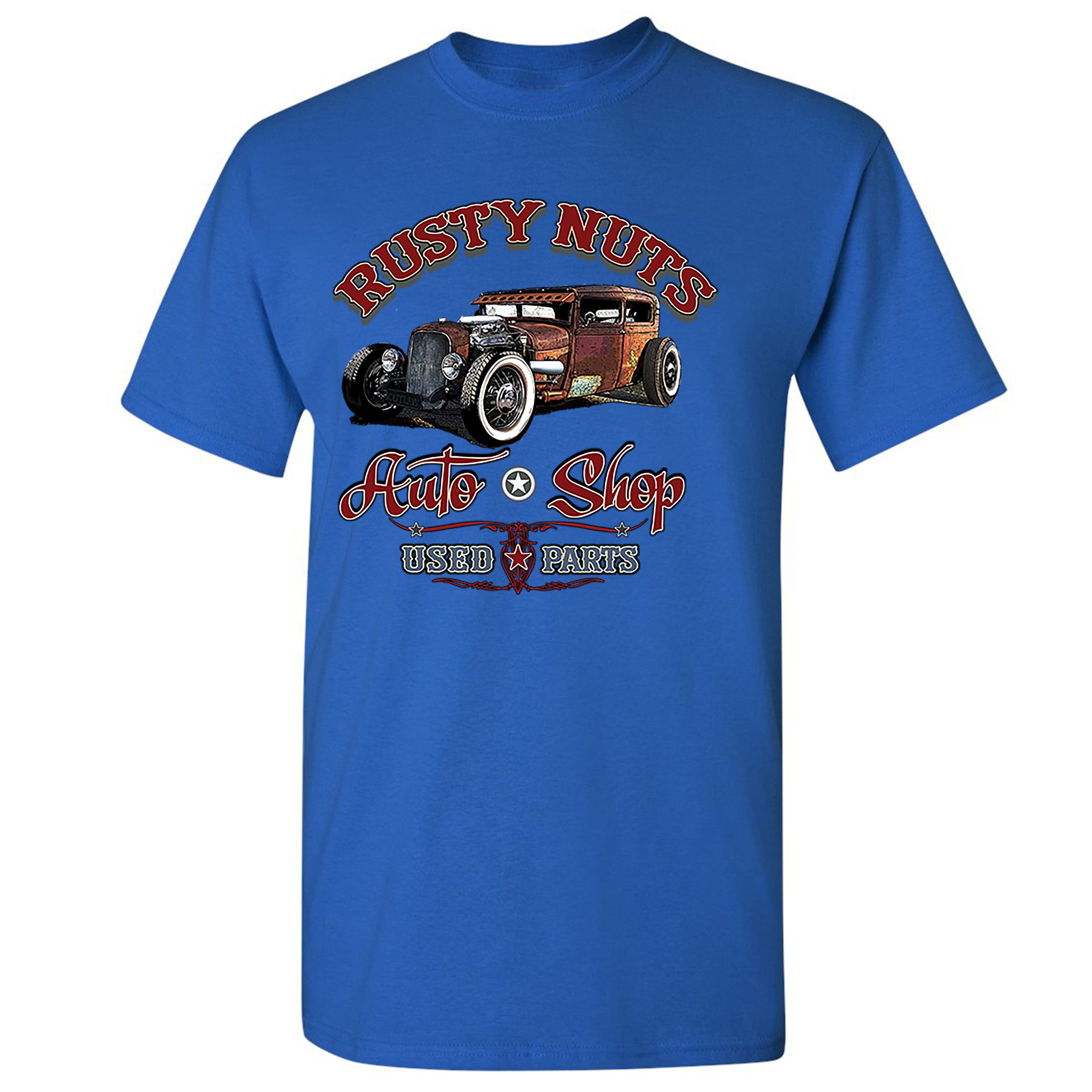 Rusty Nuts Auto Shop T-shirt Hot Rod Rat Rod Vintage Old School Men's Tee