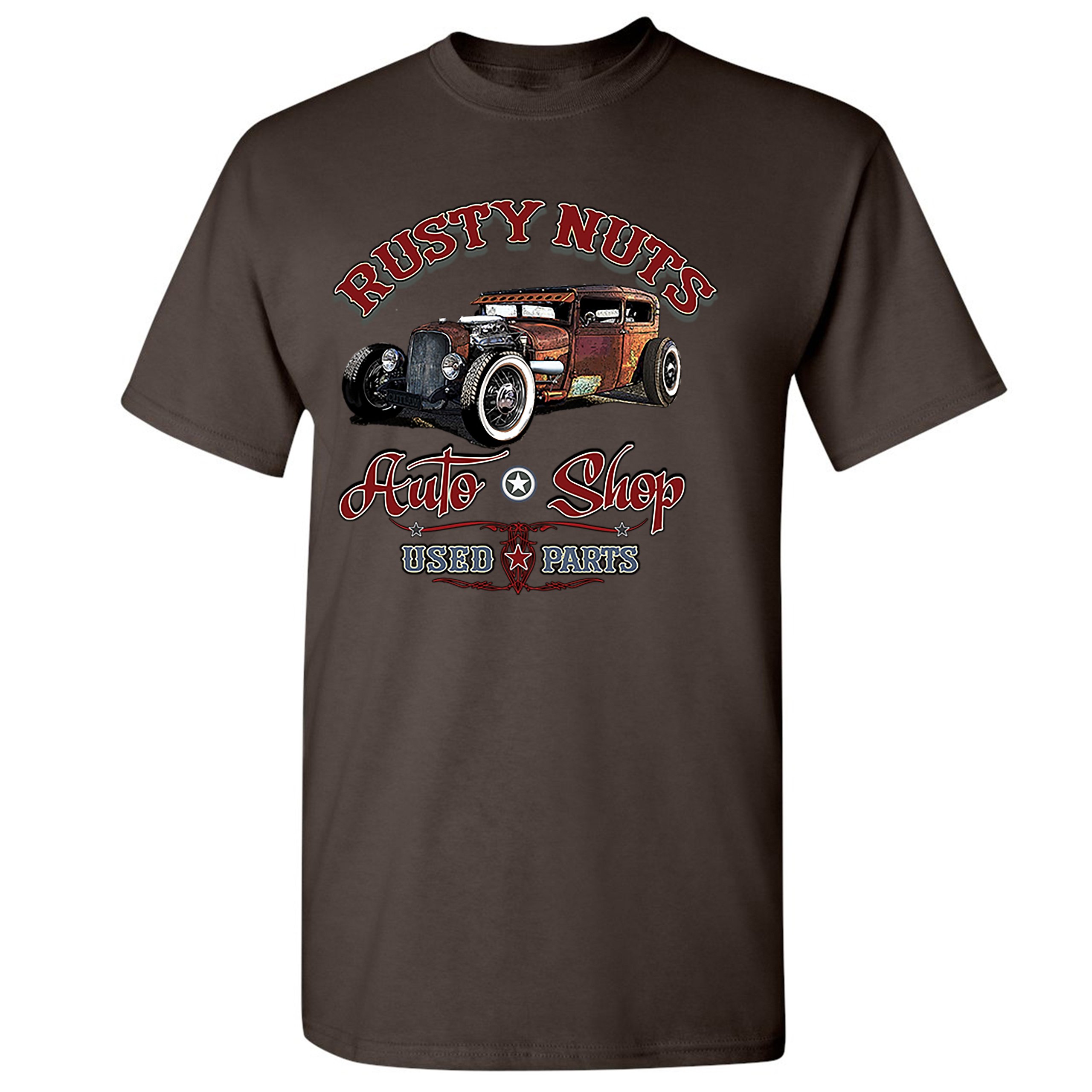 Rusty Nuts Auto Shop T-shirt Hot Rod Rat Rod Vintage Old School Men's Tee