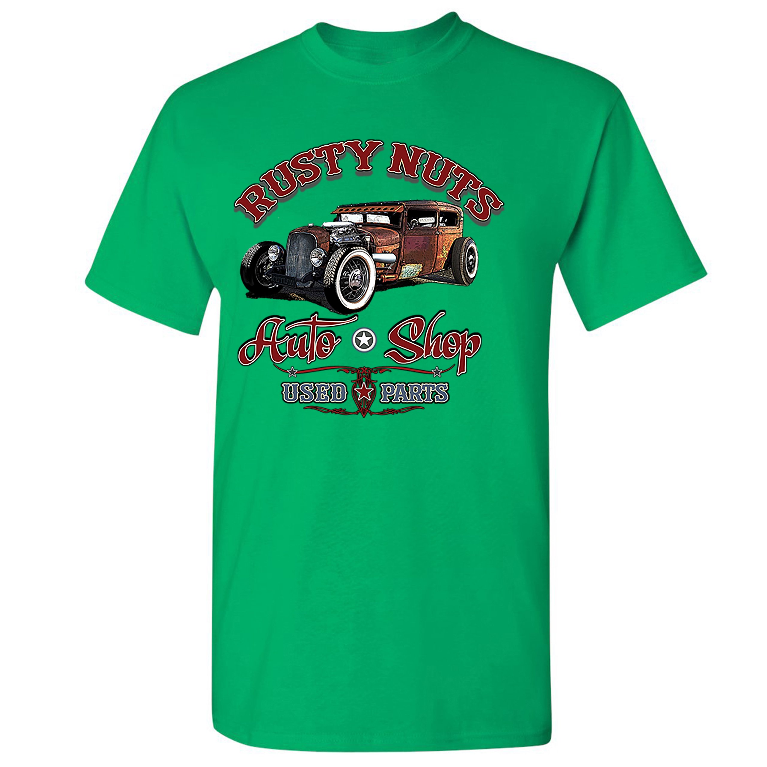 Rusty Nuts Auto Shop T-shirt Hot Rod Rat Rod Vintage Old School Men's Tee