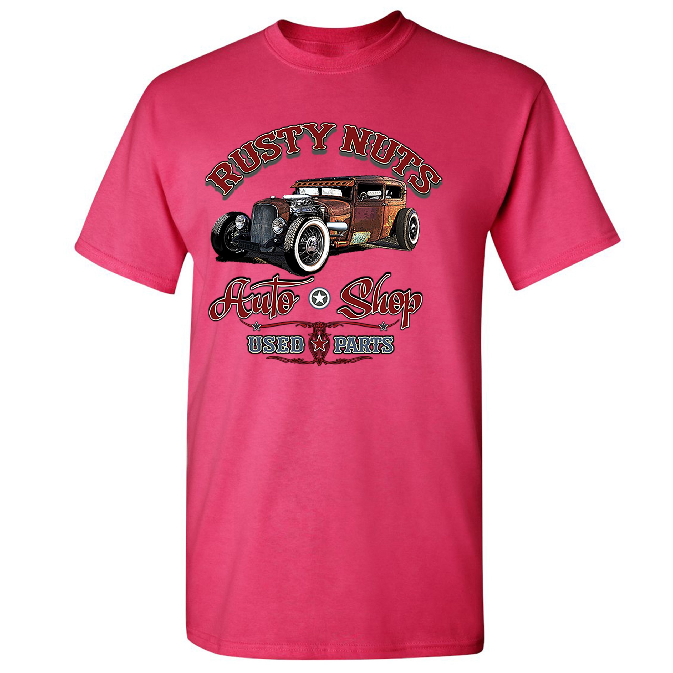 Rusty Nuts Auto Shop T-shirt Hot Rod Rat Rod Vintage Old School Men's Tee