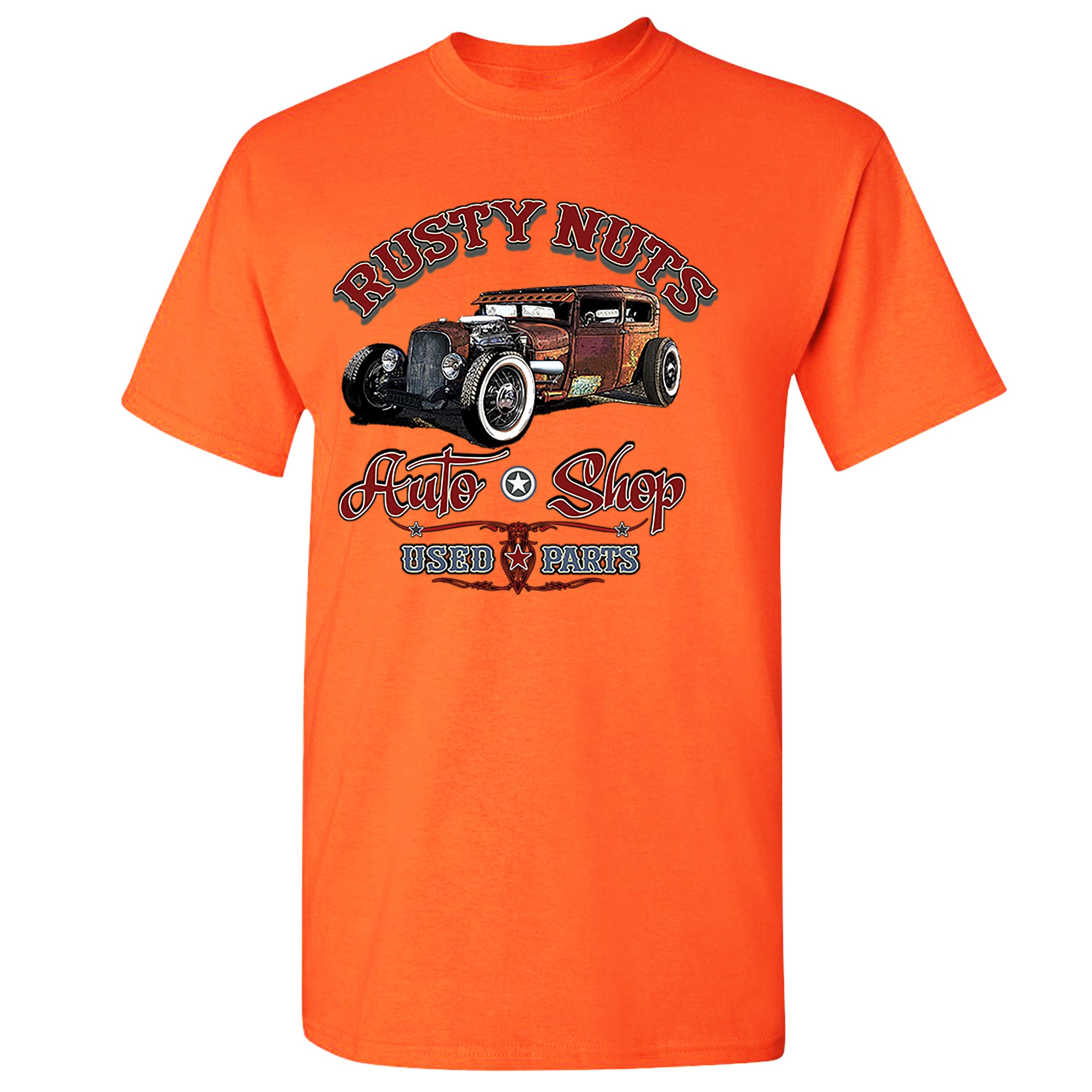 Rusty Nuts Auto Shop T-shirt Hot Rod Rat Rod Vintage Old School Men's Tee