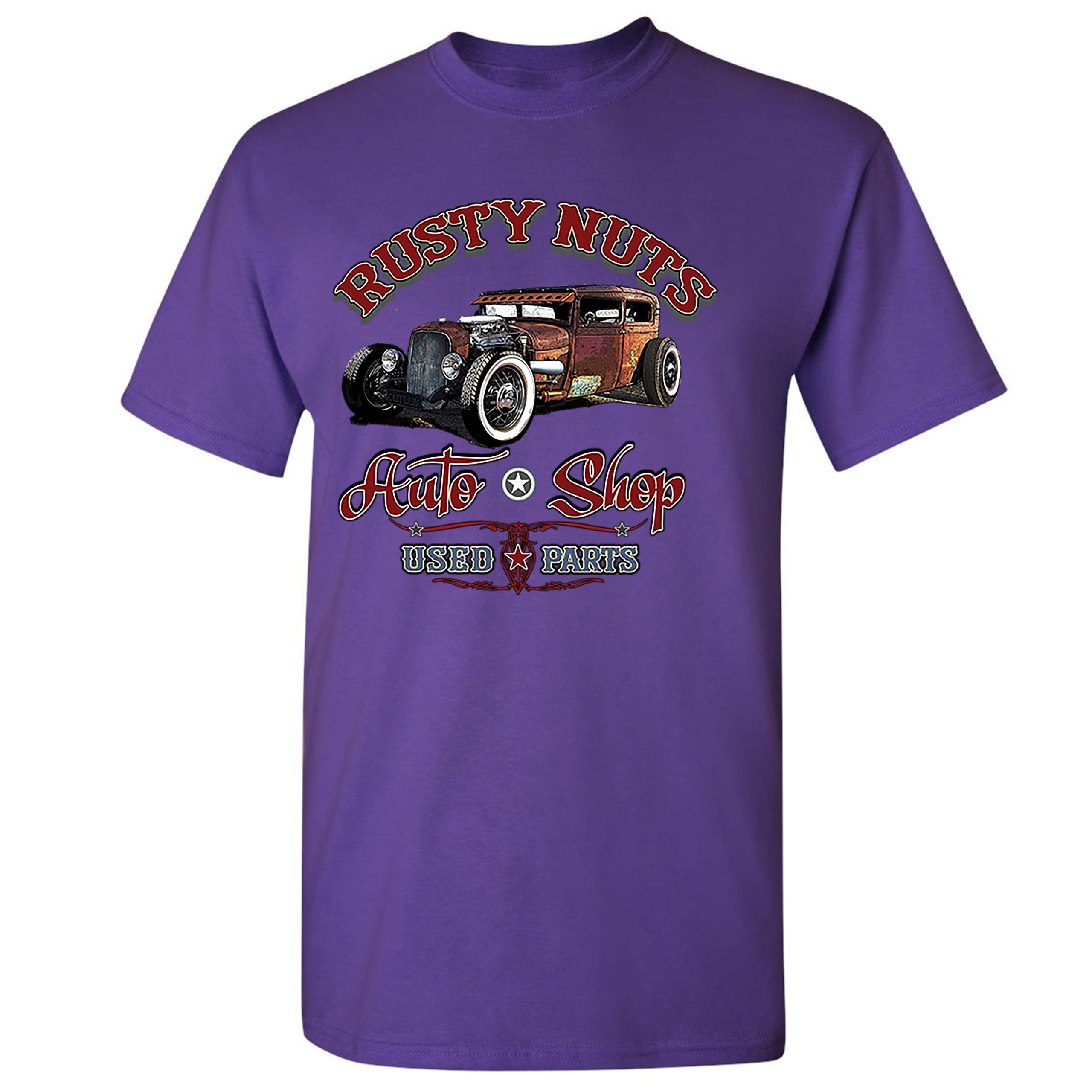 Rusty Nuts Auto Shop T-shirt Hot Rod Rat Rod Vintage Old School Men's Tee