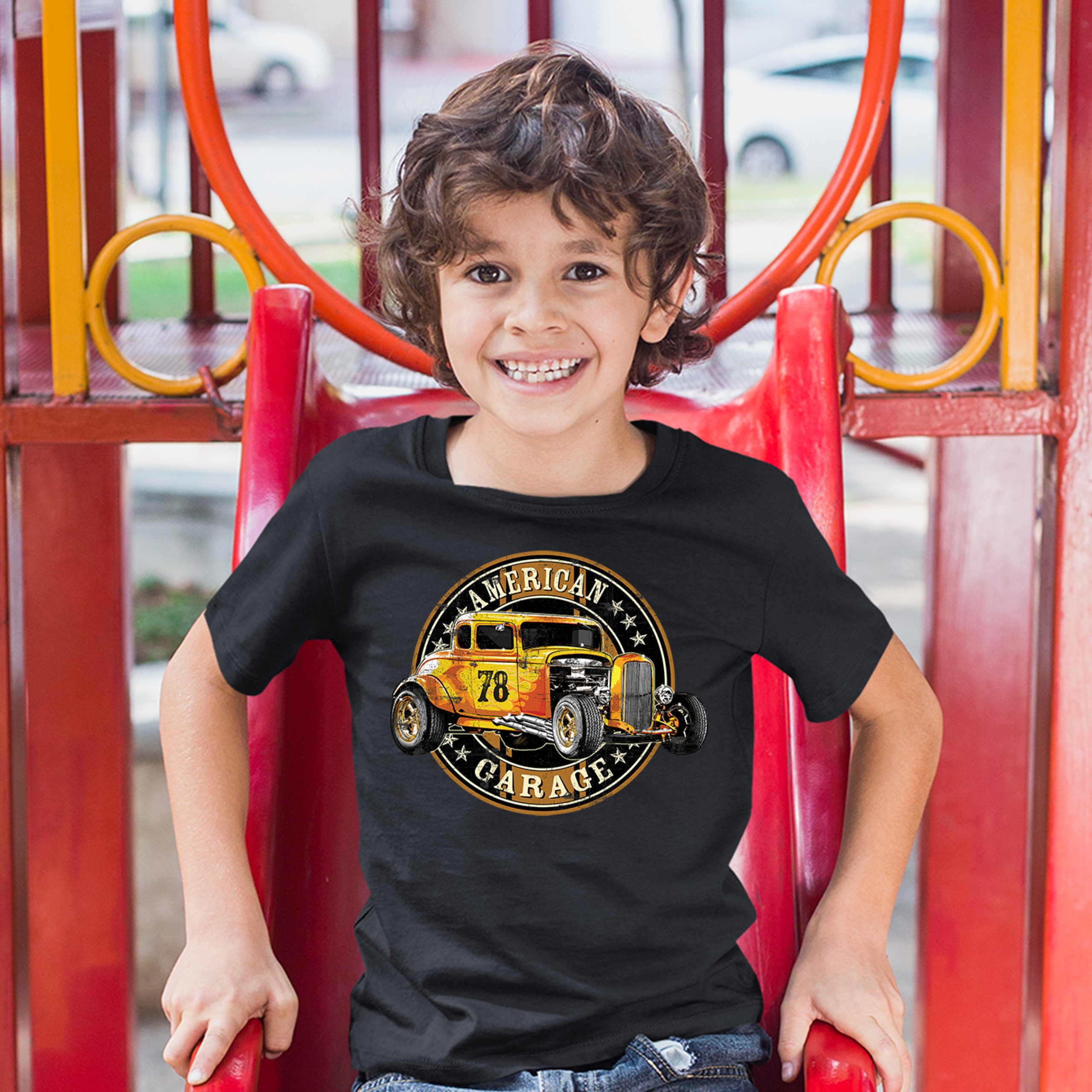 American Garage Youth T-shirt Retro Hot Rod Vintage American Muscle Kids - Picture 9 of 29