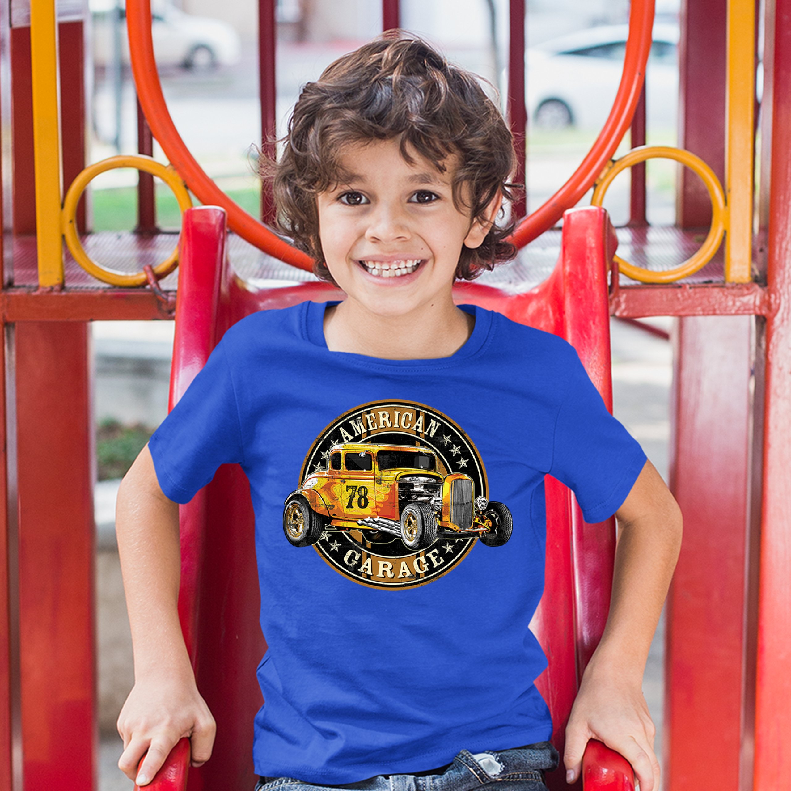 American Garage Youth T-shirt Retro Hot Rod Vintage American Muscle Kids - Picture 25 of 29
