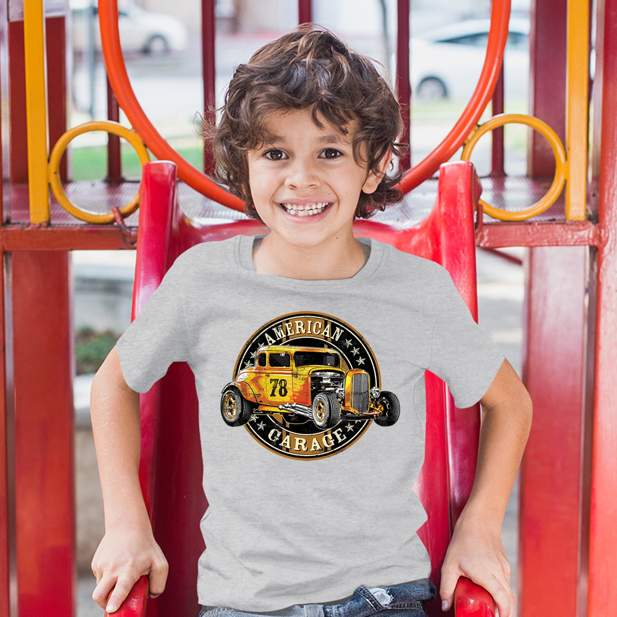 American Garage Youth T-shirt Retro Hot Rod Vintage American Muscle Kids - Picture 5 of 29