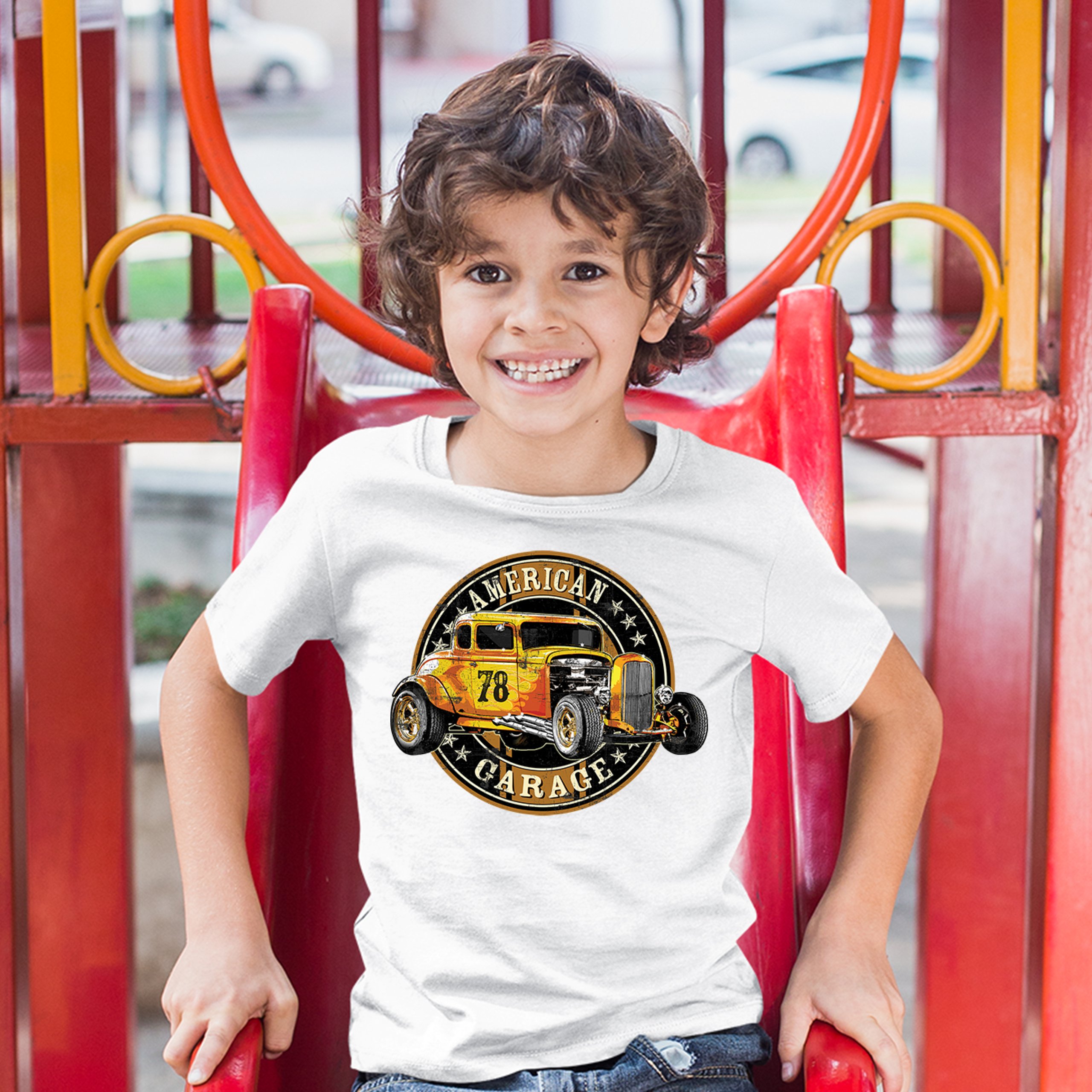 American Garage Youth T-shirt Retro Hot Rod Vintage American Muscle Kids - Picture 17 of 29
