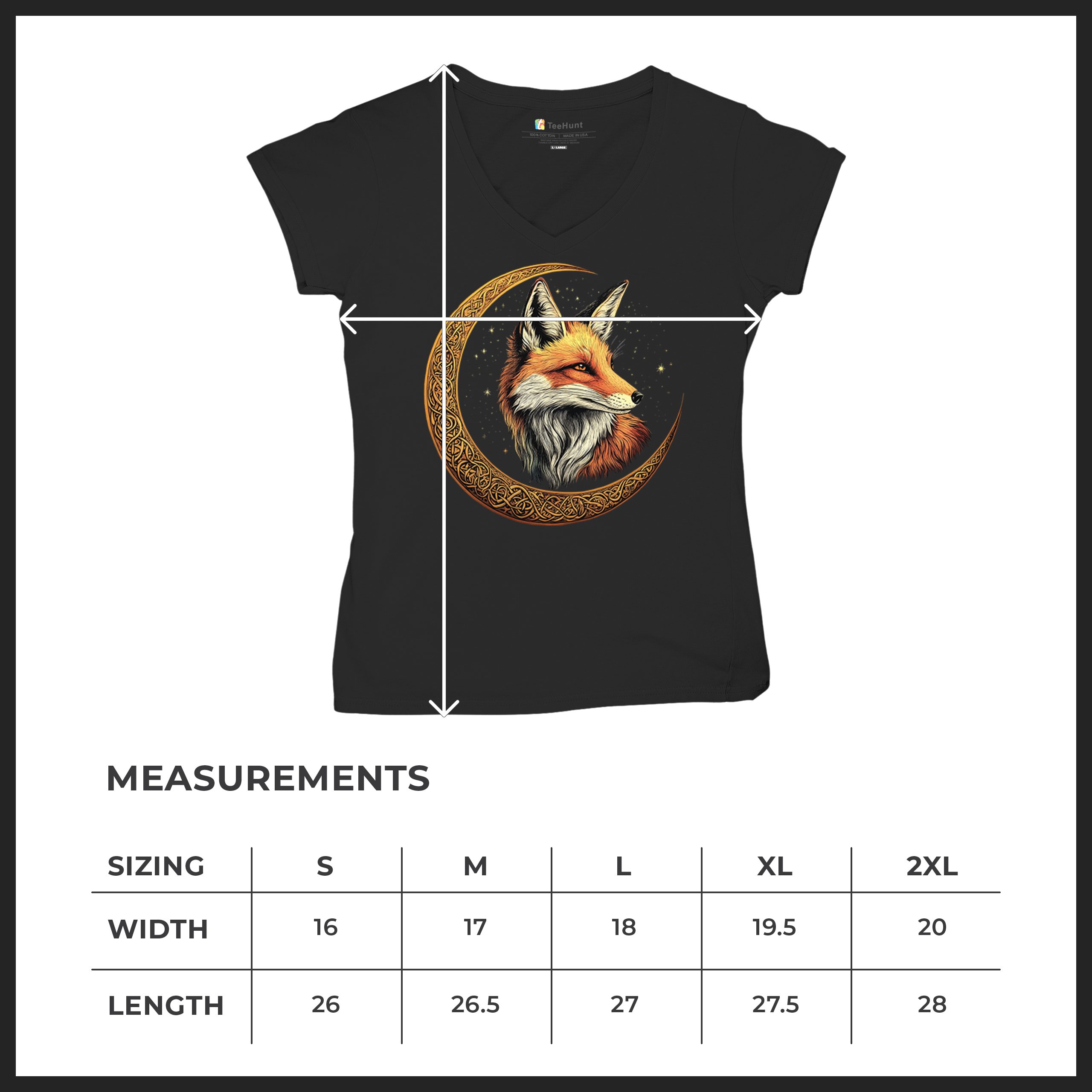 Camiseta para mujer Celtic Moon Fox cuello en V North Mystic Forest Animal camiseta nórdica - Imagen 8 de 71