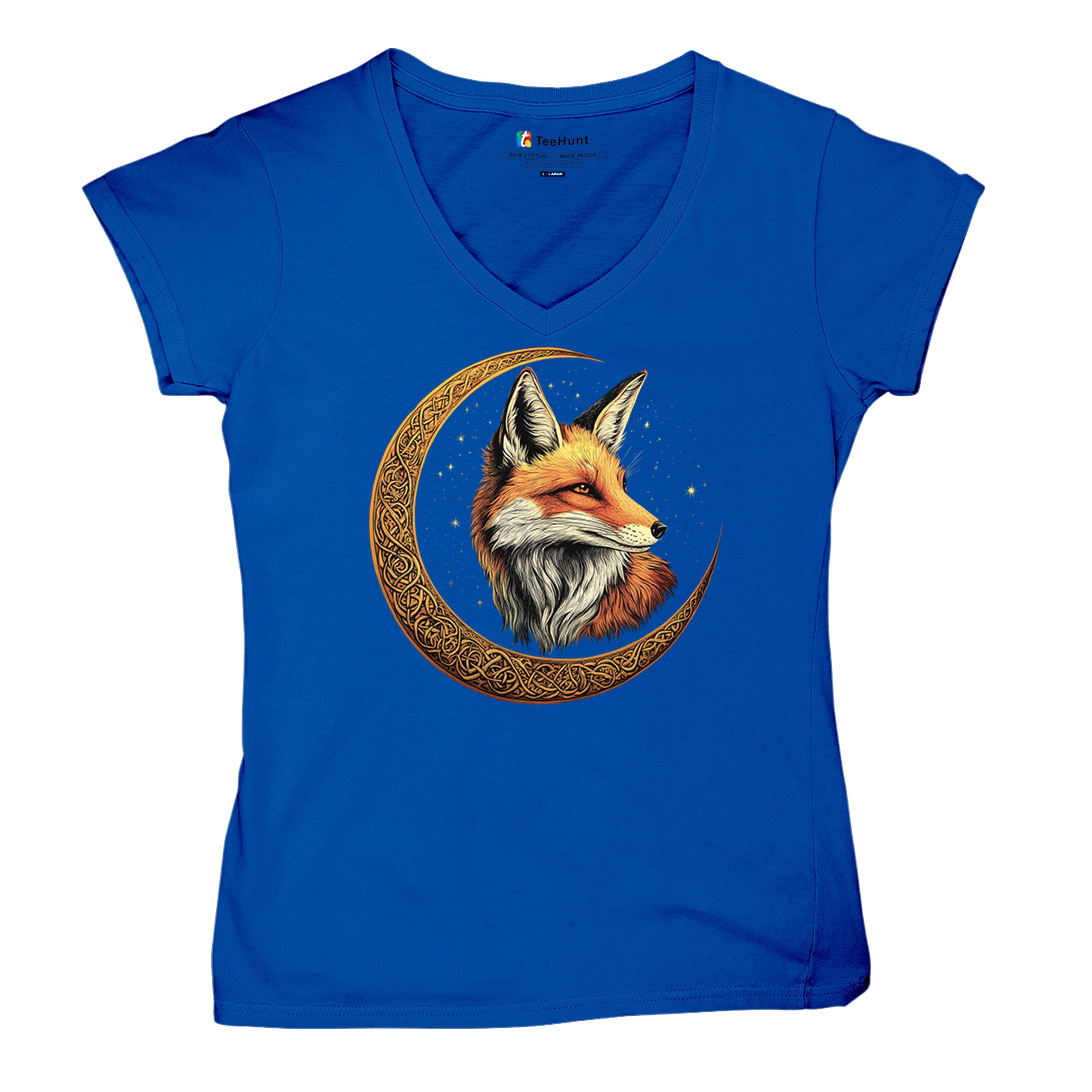 Camiseta para mujer Celtic Moon Fox cuello en V North Mystic Forest Animal camiseta nórdica - Imagen 55 de 71
