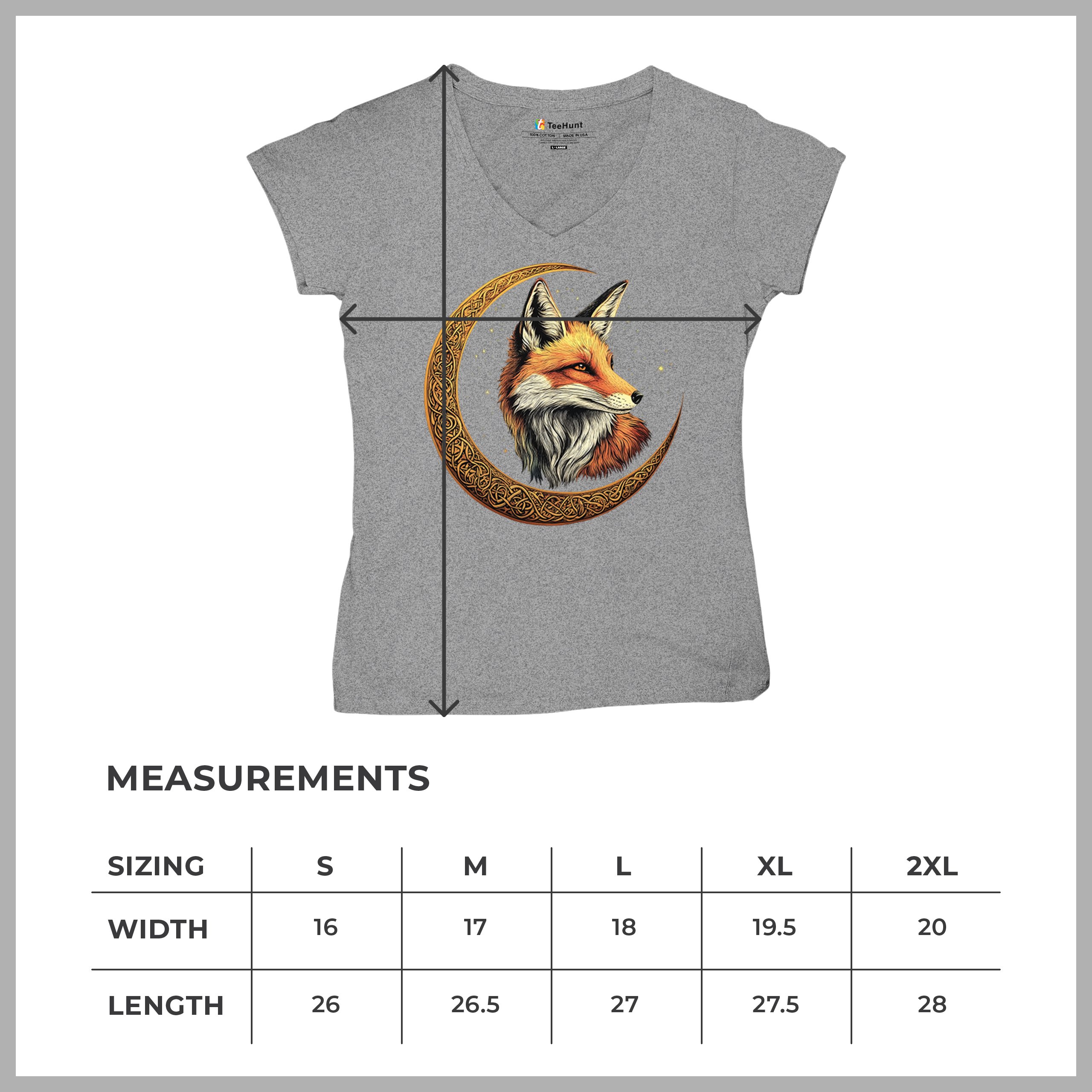 Camiseta para mujer Celtic Moon Fox cuello en V North Mystic Forest Animal camiseta nórdica - Imagen 15 de 71
