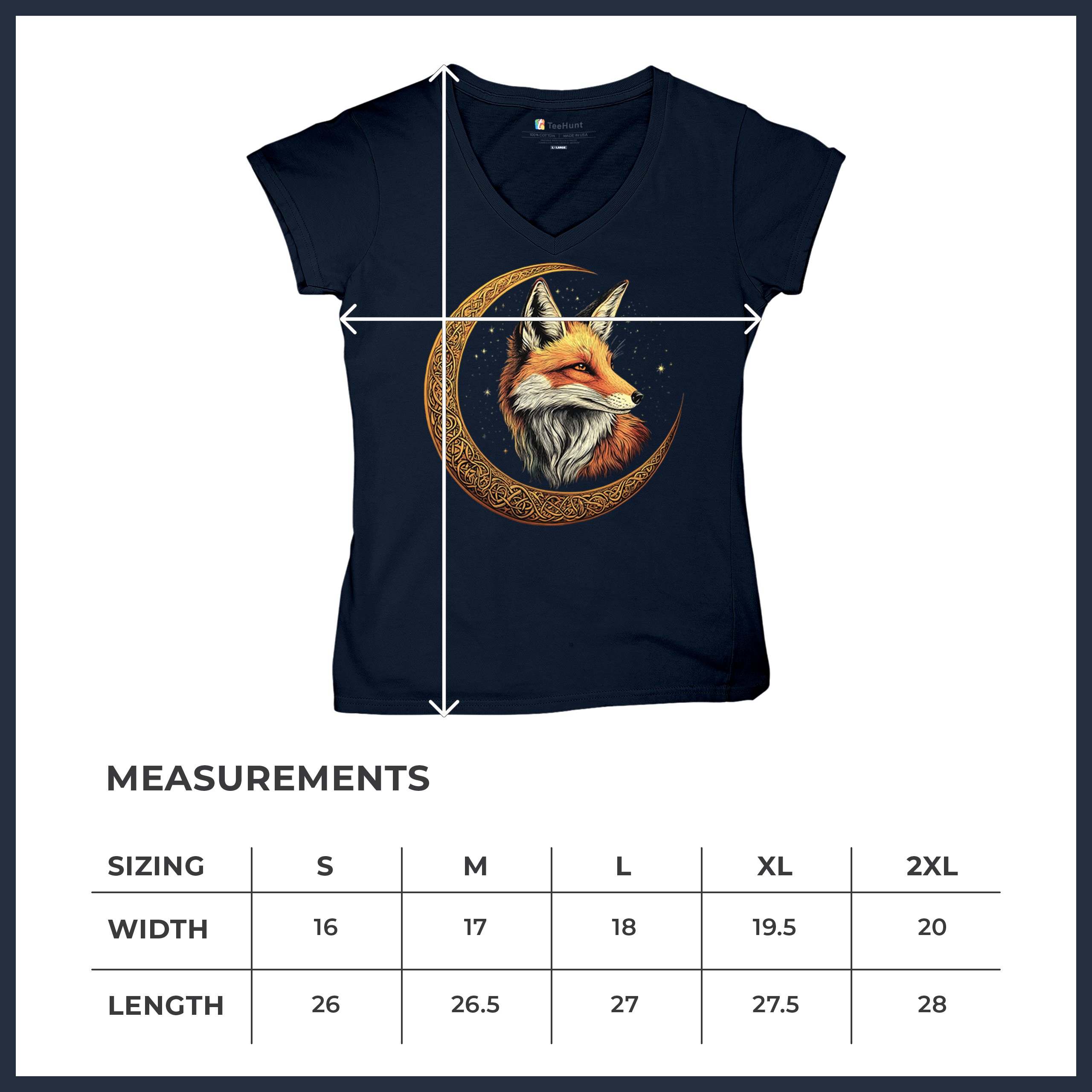 Camiseta para mujer Celtic Moon Fox cuello en V North Mystic Forest Animal camiseta nórdica - Imagen 43 de 71