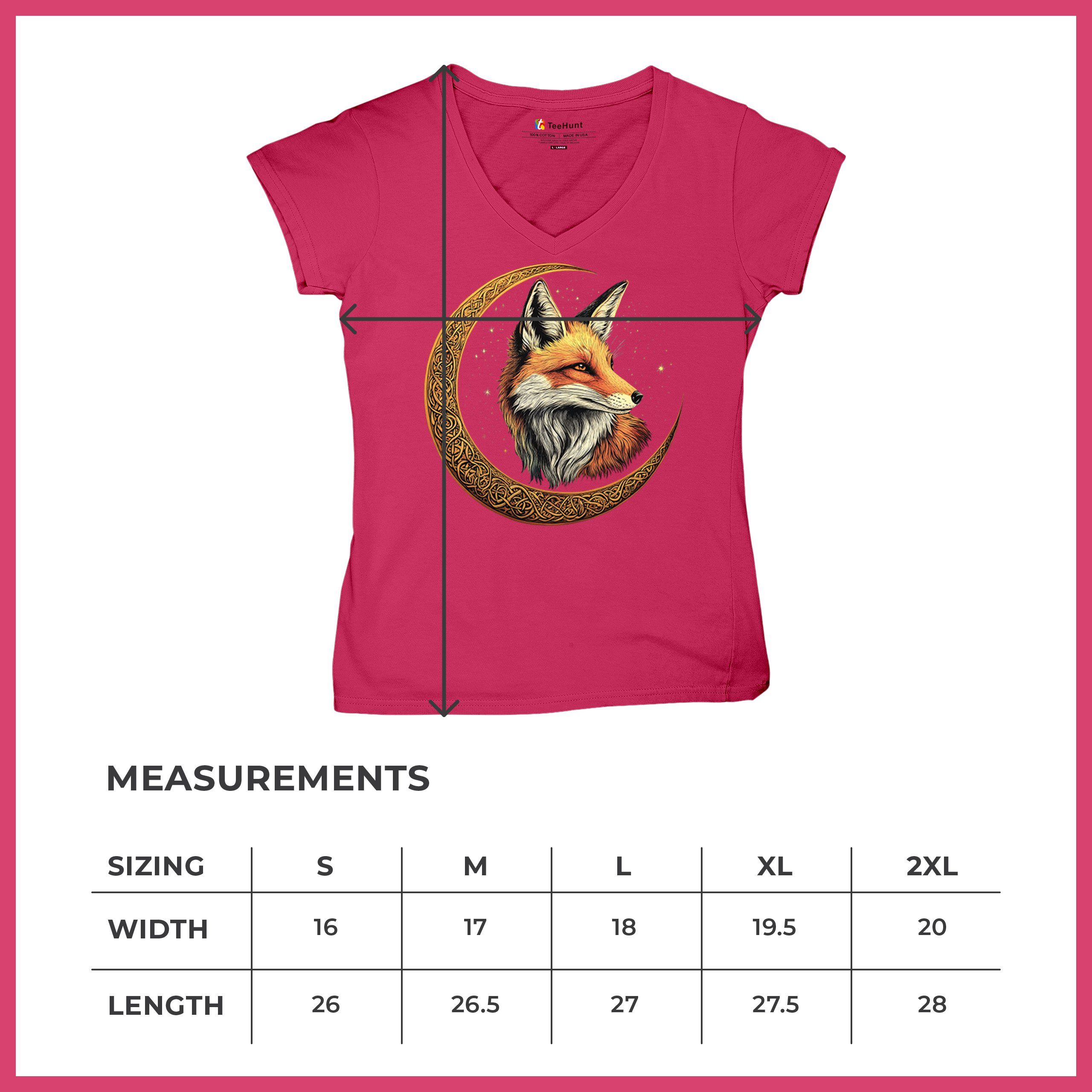 Camiseta para mujer Celtic Moon Fox cuello en V North Mystic Forest Animal camiseta nórdica - Imagen 64 de 71