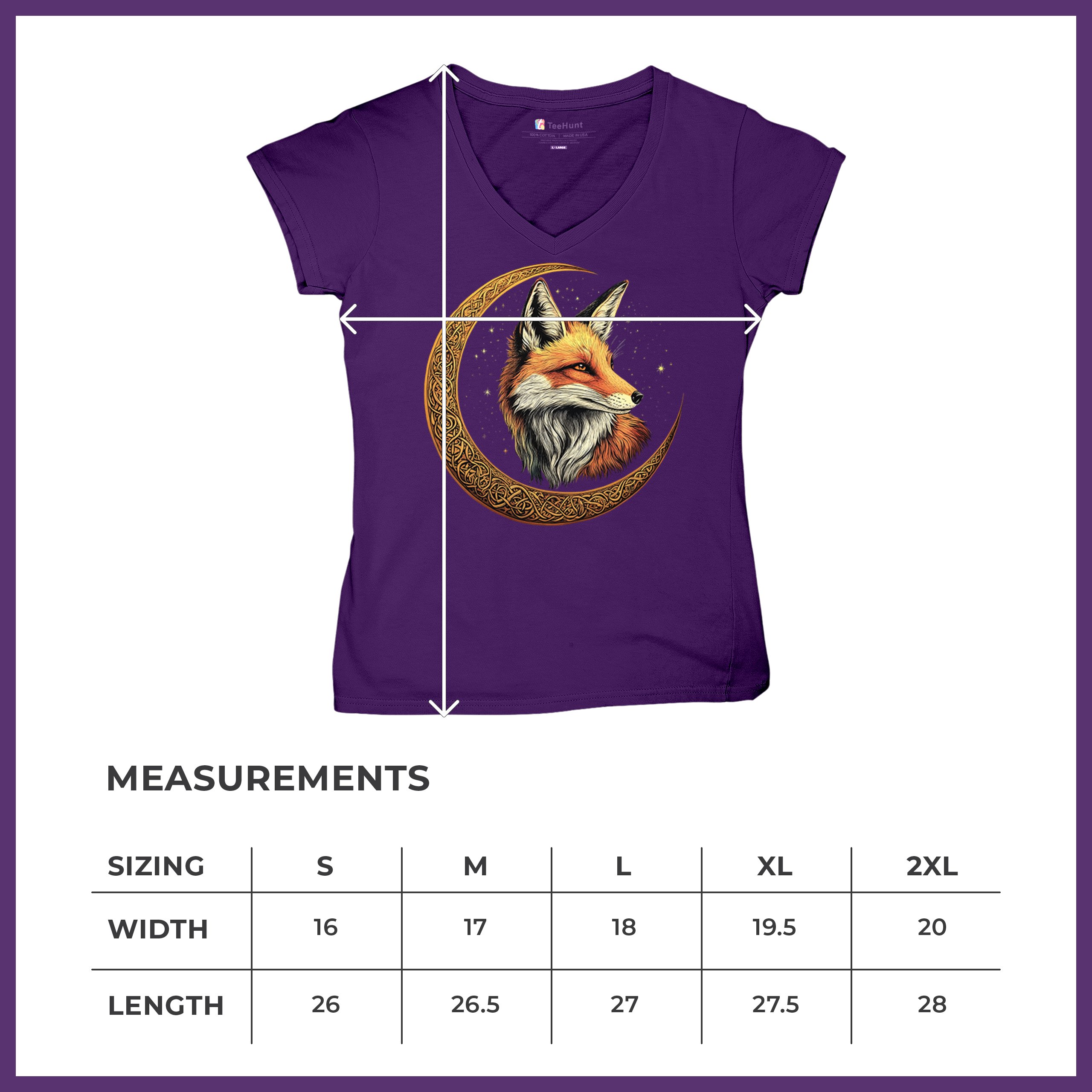 Camiseta para mujer Celtic Moon Fox cuello en V North Mystic Forest Animal camiseta nórdica - Imagen 22 de 71