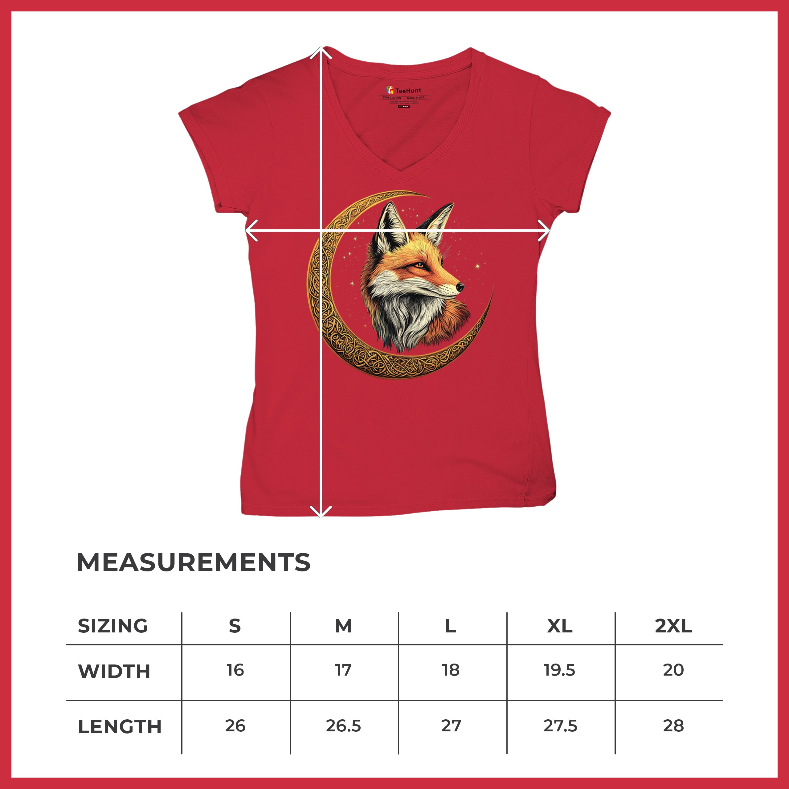 Camiseta para mujer Celtic Moon Fox cuello en V North Mystic Forest Animal camiseta nórdica - Imagen 29 de 71