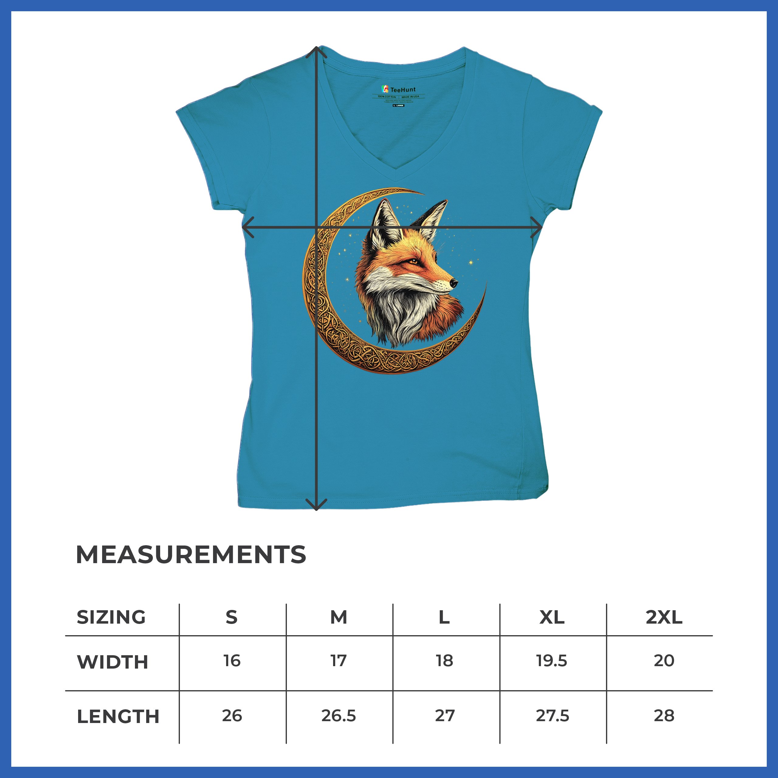 Camiseta para mujer Celtic Moon Fox cuello en V North Mystic Forest Animal camiseta nórdica - Imagen 71 de 71