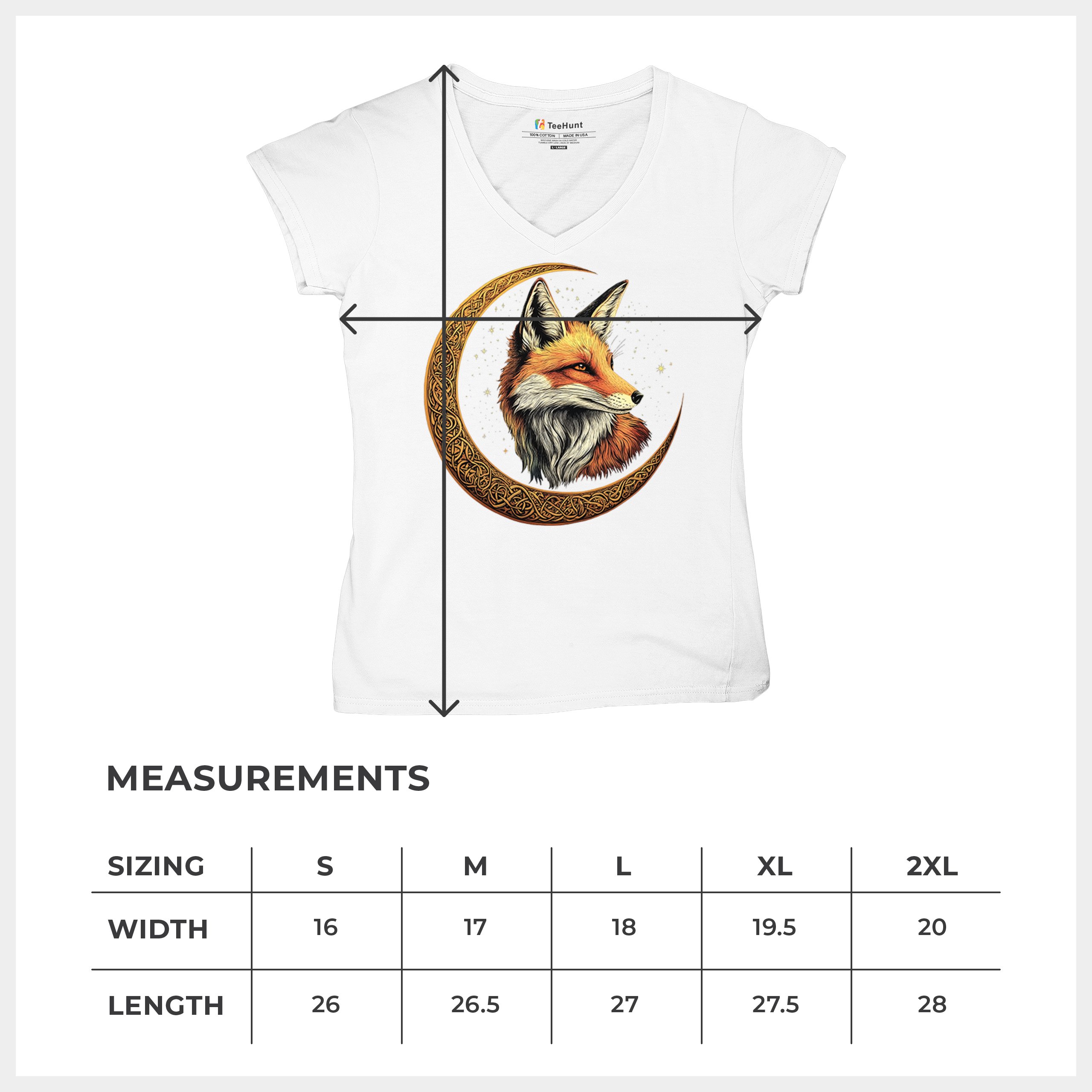 Camiseta para mujer Celtic Moon Fox cuello en V North Mystic Forest Animal camiseta nórdica - Imagen 36 de 71