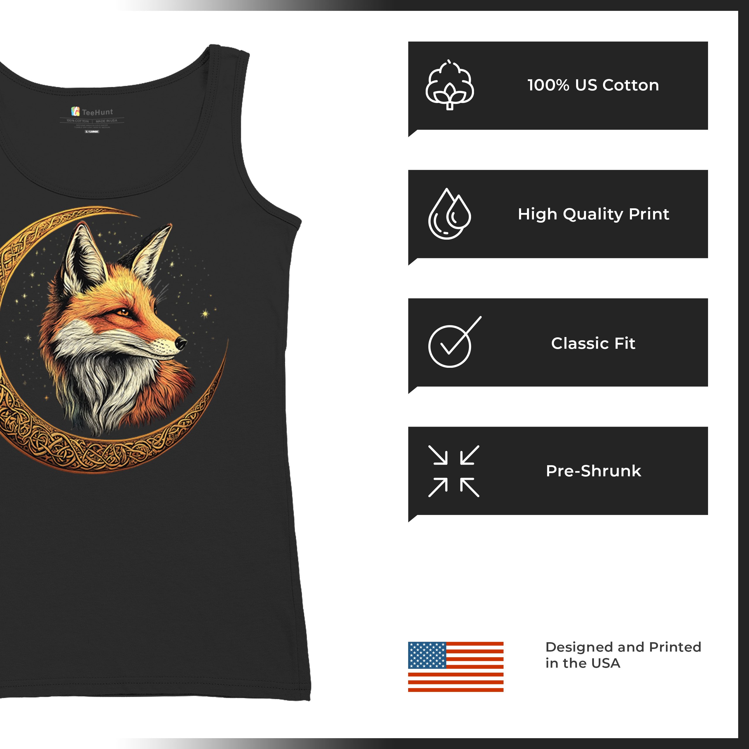 Celtic Moon Fox Women's Tank Top North Mystic Forest Animal Nature Nordic