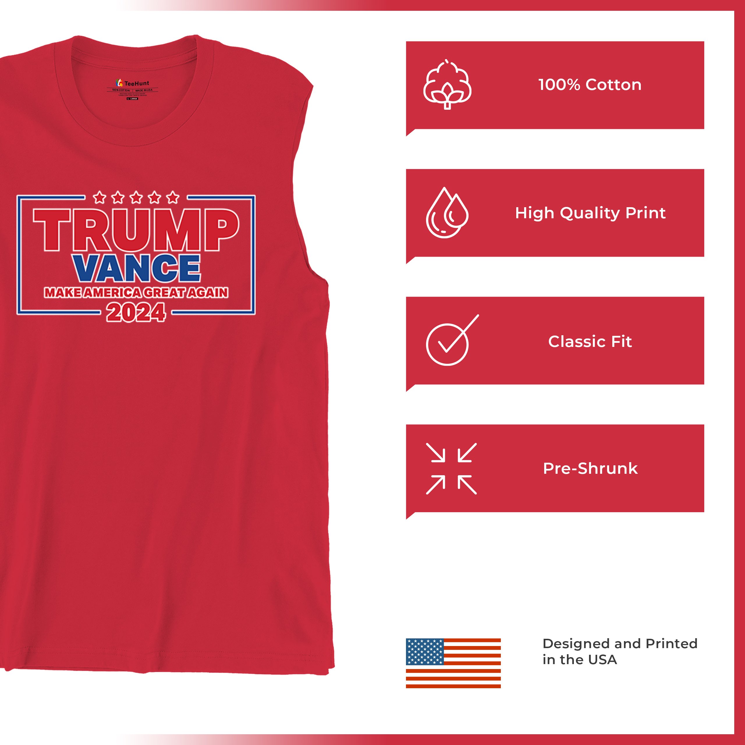 Maglietta Trump Vance MAGA 2024 | Make America Great Again | 47 Presidente | Uomo