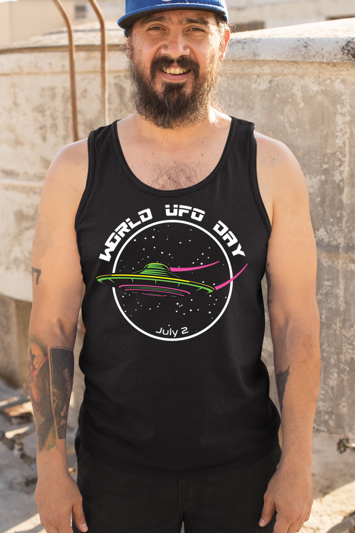 World UFO Day Flying Saucer Tank Top Funny Aliens Area 51 July 2 Men's Top