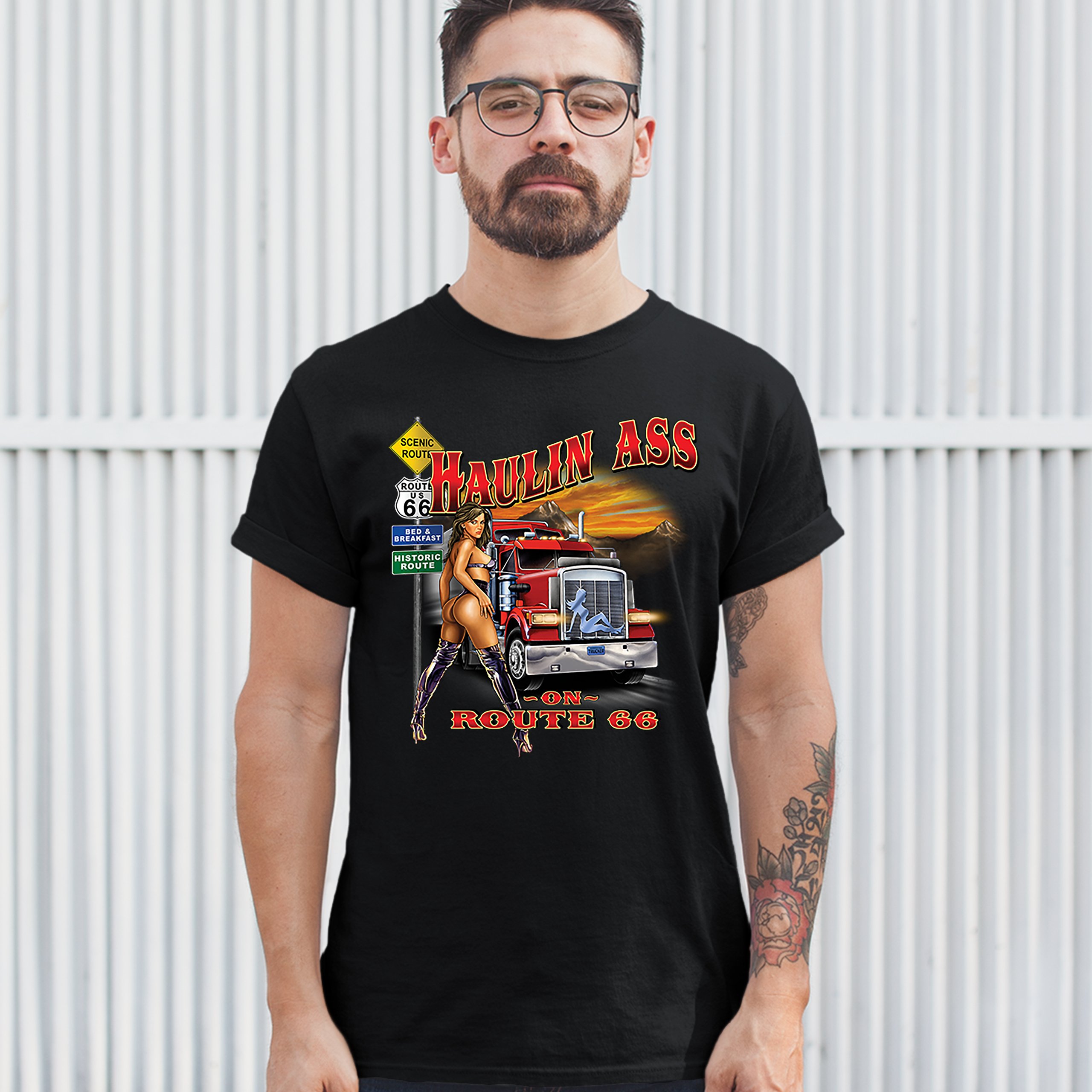 Haulin Ass on Route 66 T-shirt Historic Route 66 Trucker Teamster Men's ...