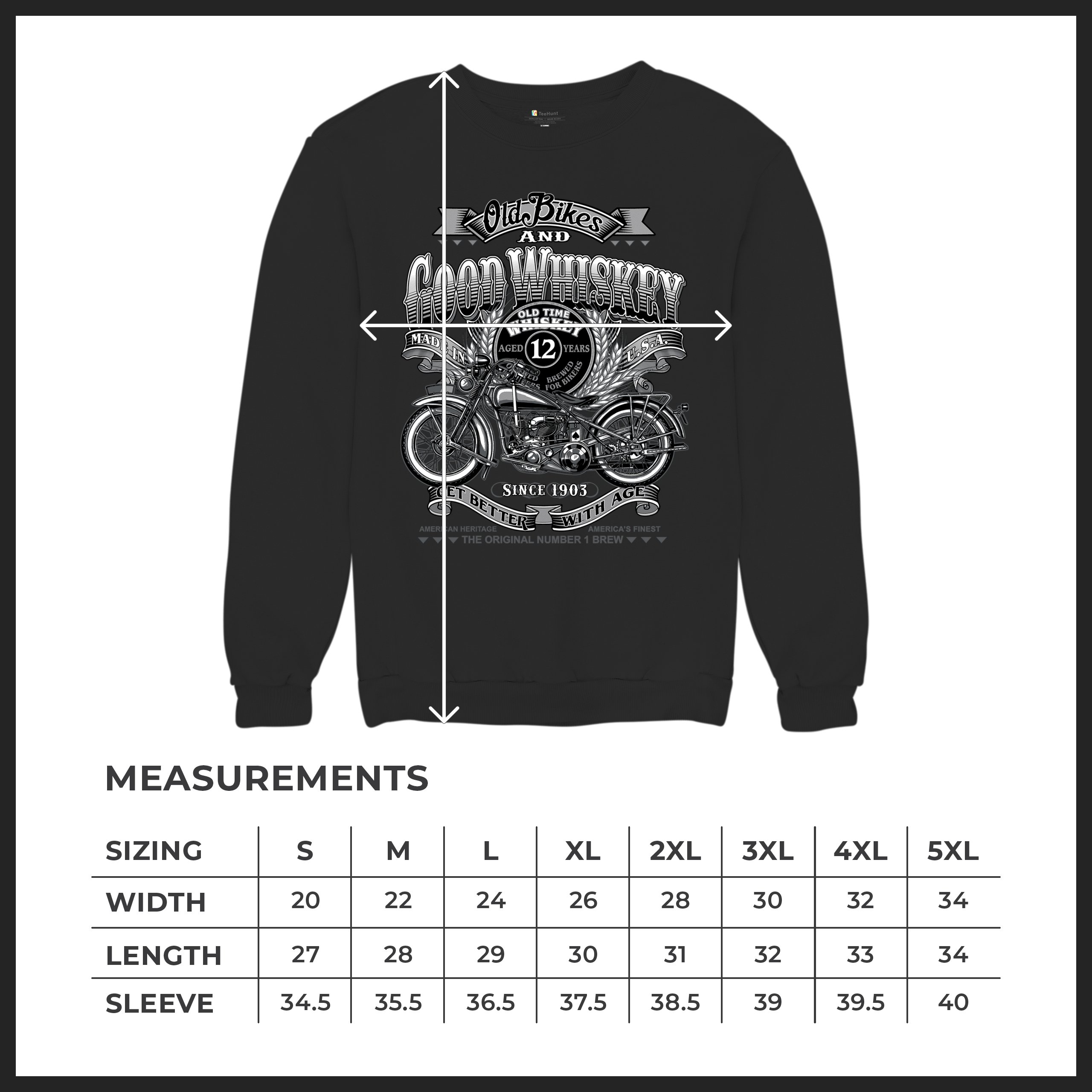 Old Bikes Good Whiskey Sweatshirt Vintage 1903 Biker American Heritage Crewneck - Picture 8 of 50