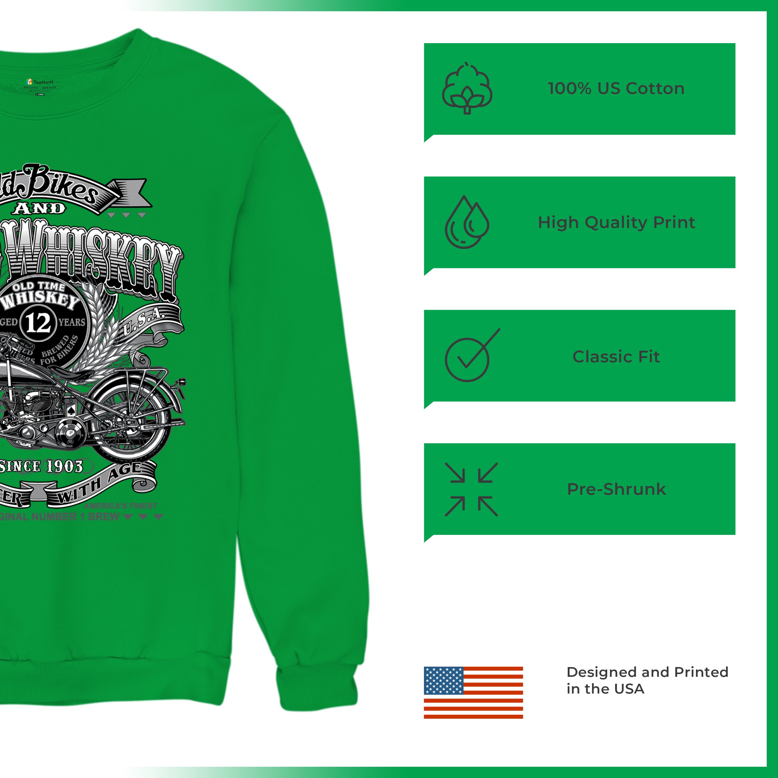 Old Bikes Good Whiskey Sweatshirt Vintage 1903 Biker American Heritage Crewneck - Picture 42 of 50