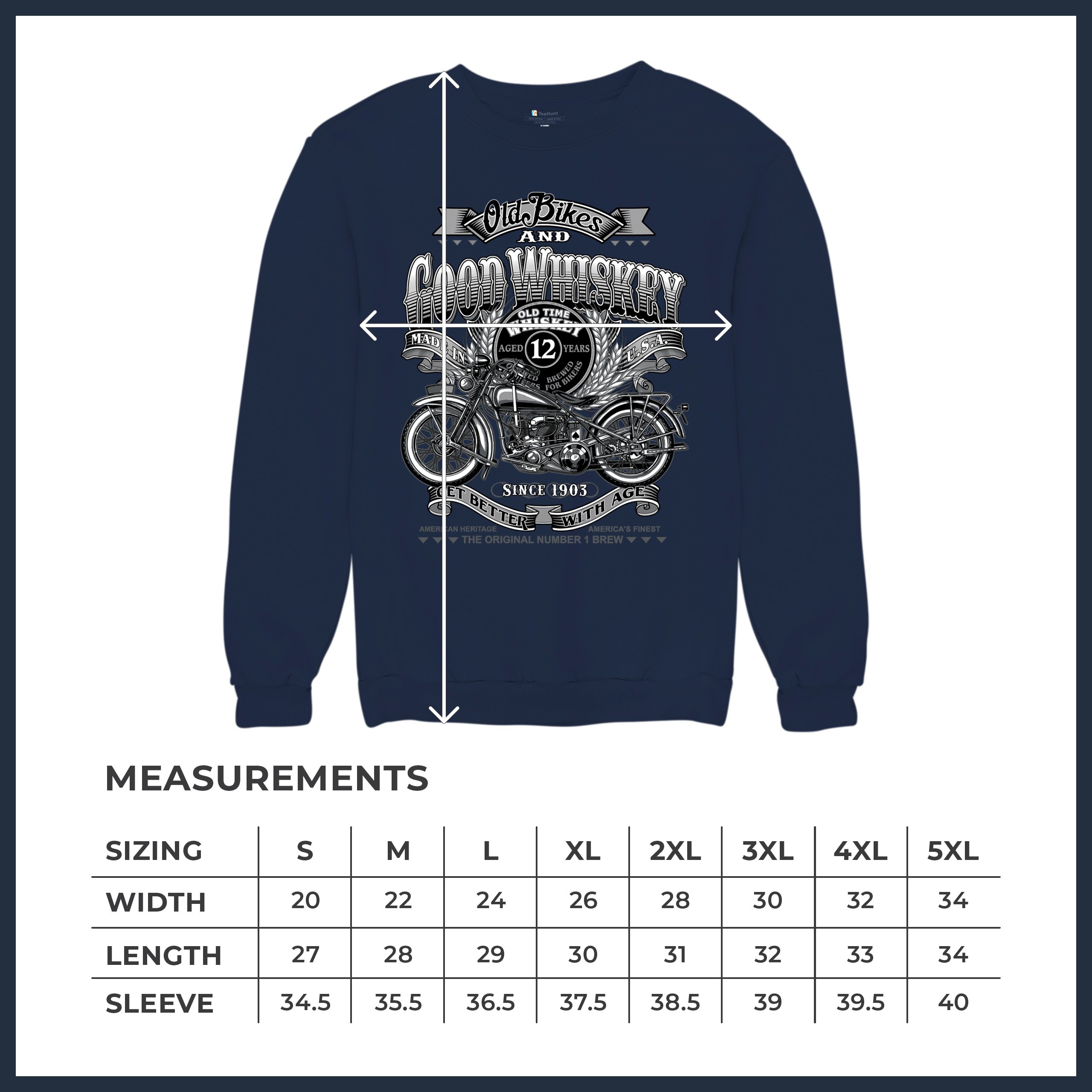 Old Bikes Good Whiskey Sweatshirt Vintage 1903 Biker American Heritage Crewneck - Picture 36 of 50