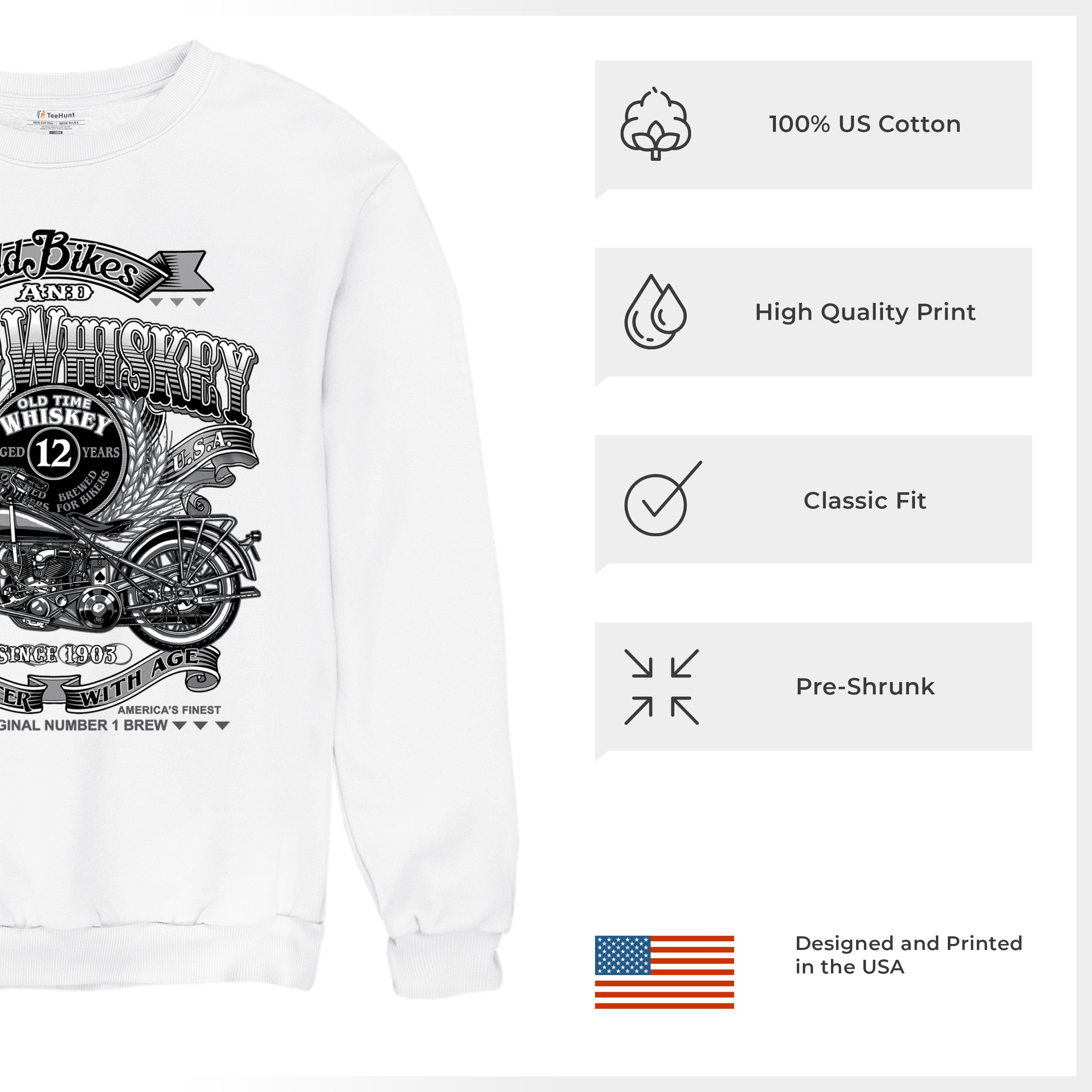 Old Bikes Good Whiskey Sweatshirt Vintage 1903 Biker American Heritage Crewneck - Picture 28 of 50