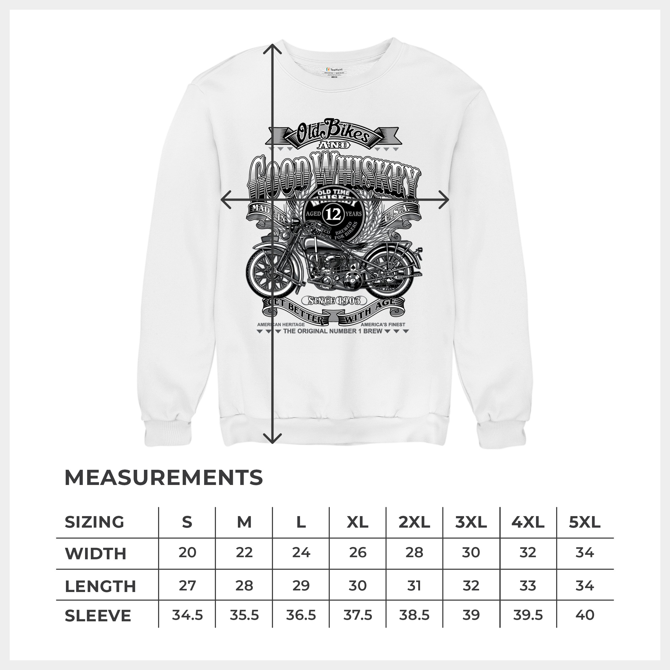 Old Bikes Good Whiskey Sweatshirt Vintage 1903 Biker American Heritage Crewneck - Picture 29 of 50