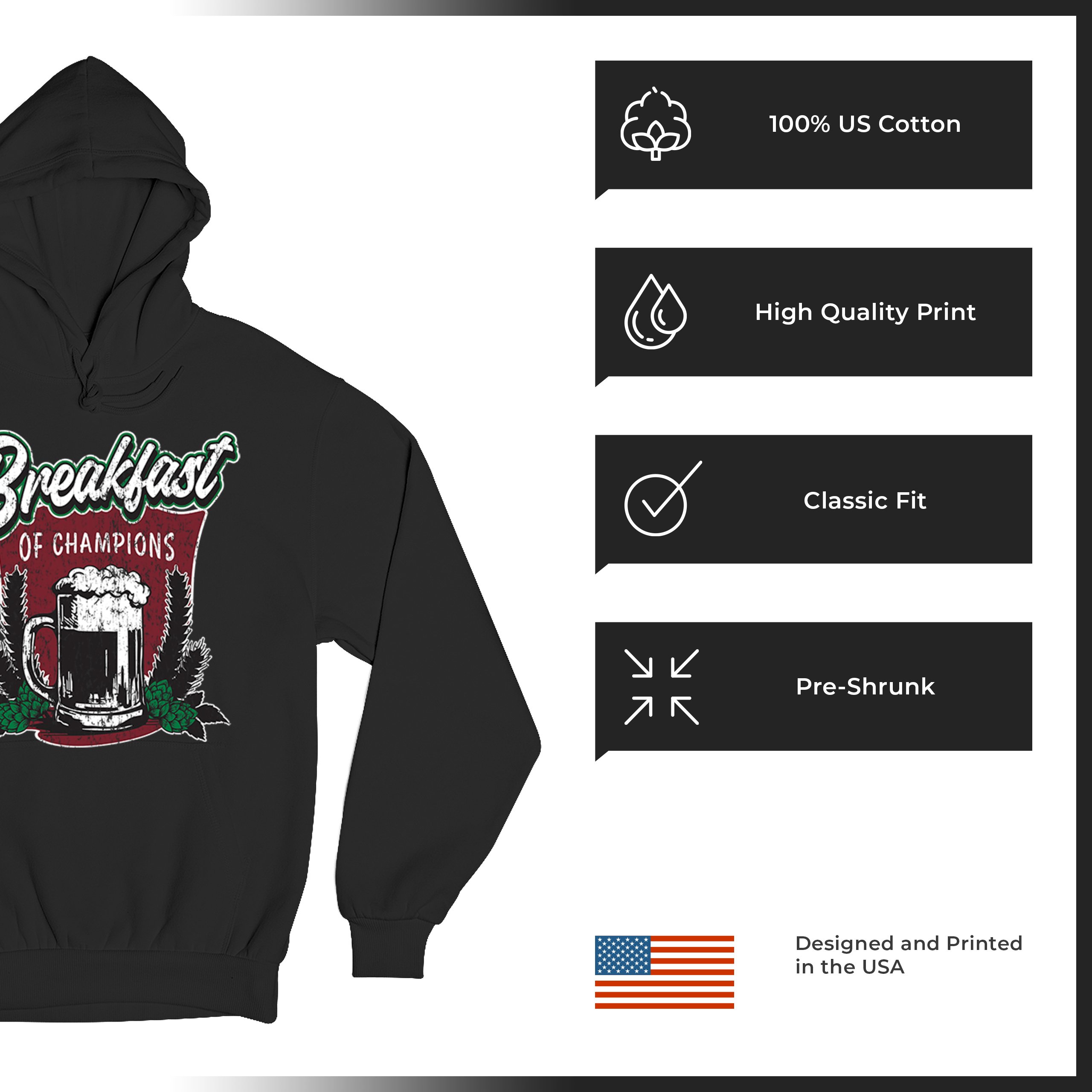 Breakfast of Champions Sweatshirt Beer Mug Cannabis Funny Stoner 420 Hoodie - Picture 7 of 57