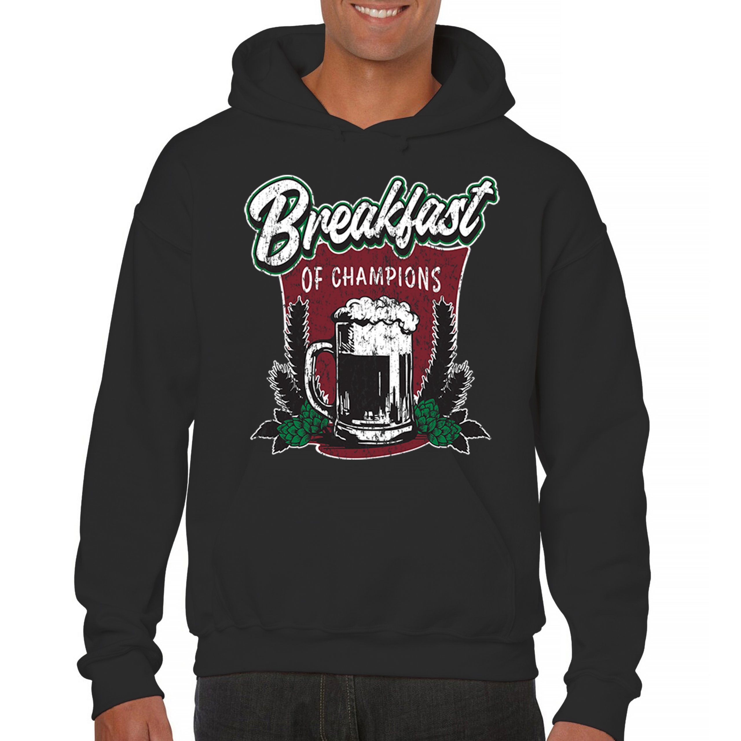 Breakfast of Champions Sweatshirt Beer Mug Cannabis Funny Stoner 420 Hoodie - Picture 2 of 57