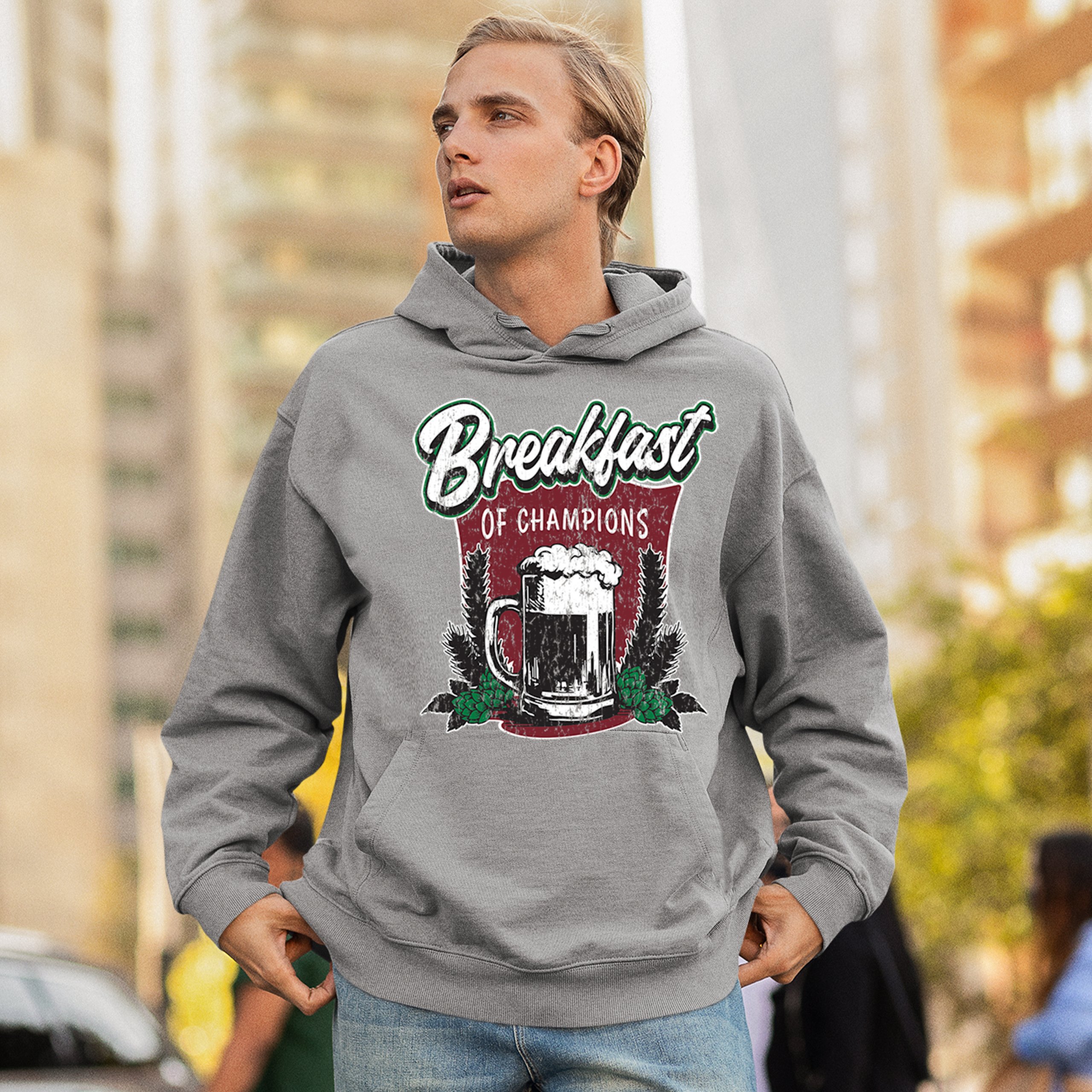 Breakfast of Champions Sweatshirt Beer Mug Cannabis Funny Stoner 420 Hoodie - Picture 12 of 57