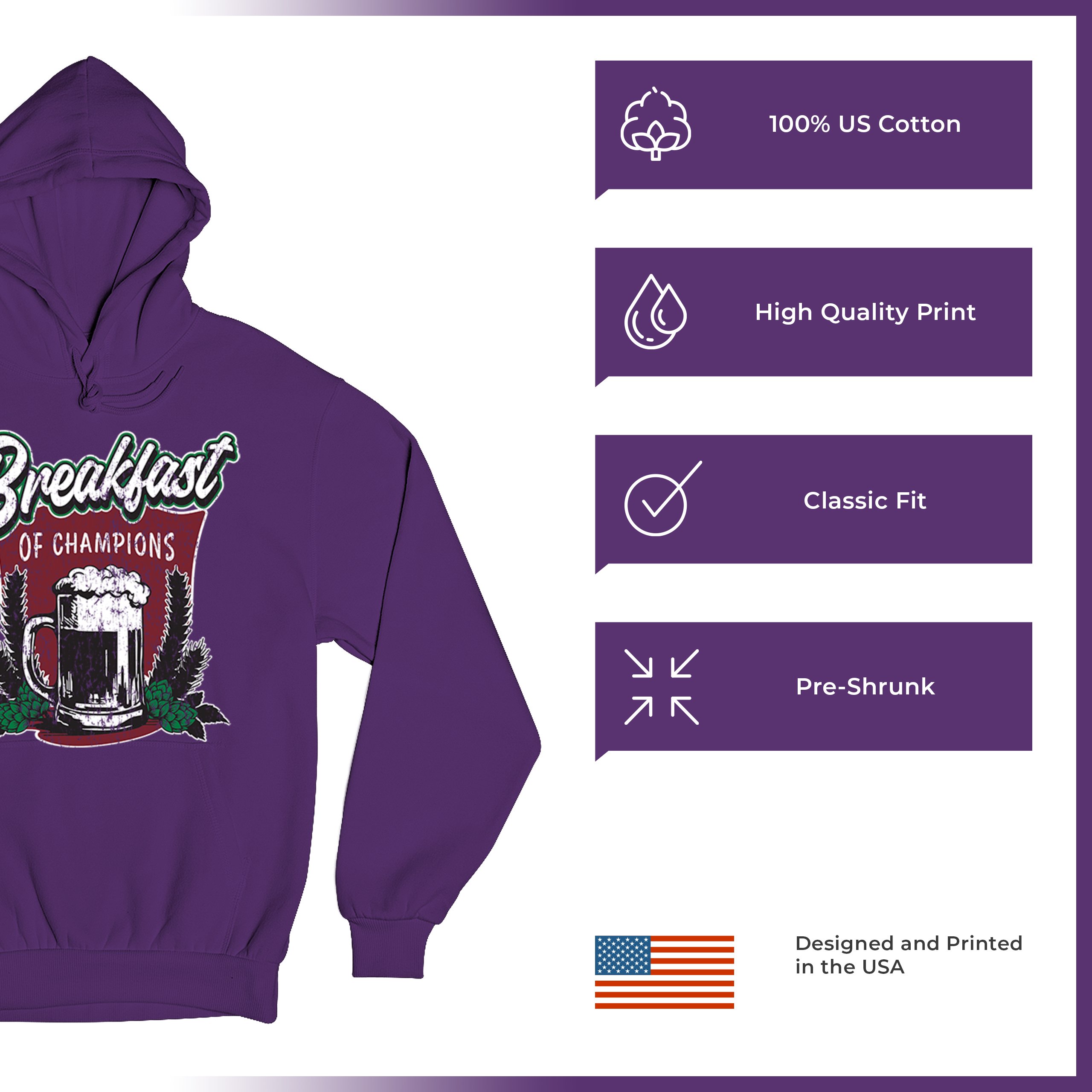 Breakfast of Champions Sweatshirt Beer Mug Cannabis Funny Stoner 420 Hoodie - Picture 28 of 57