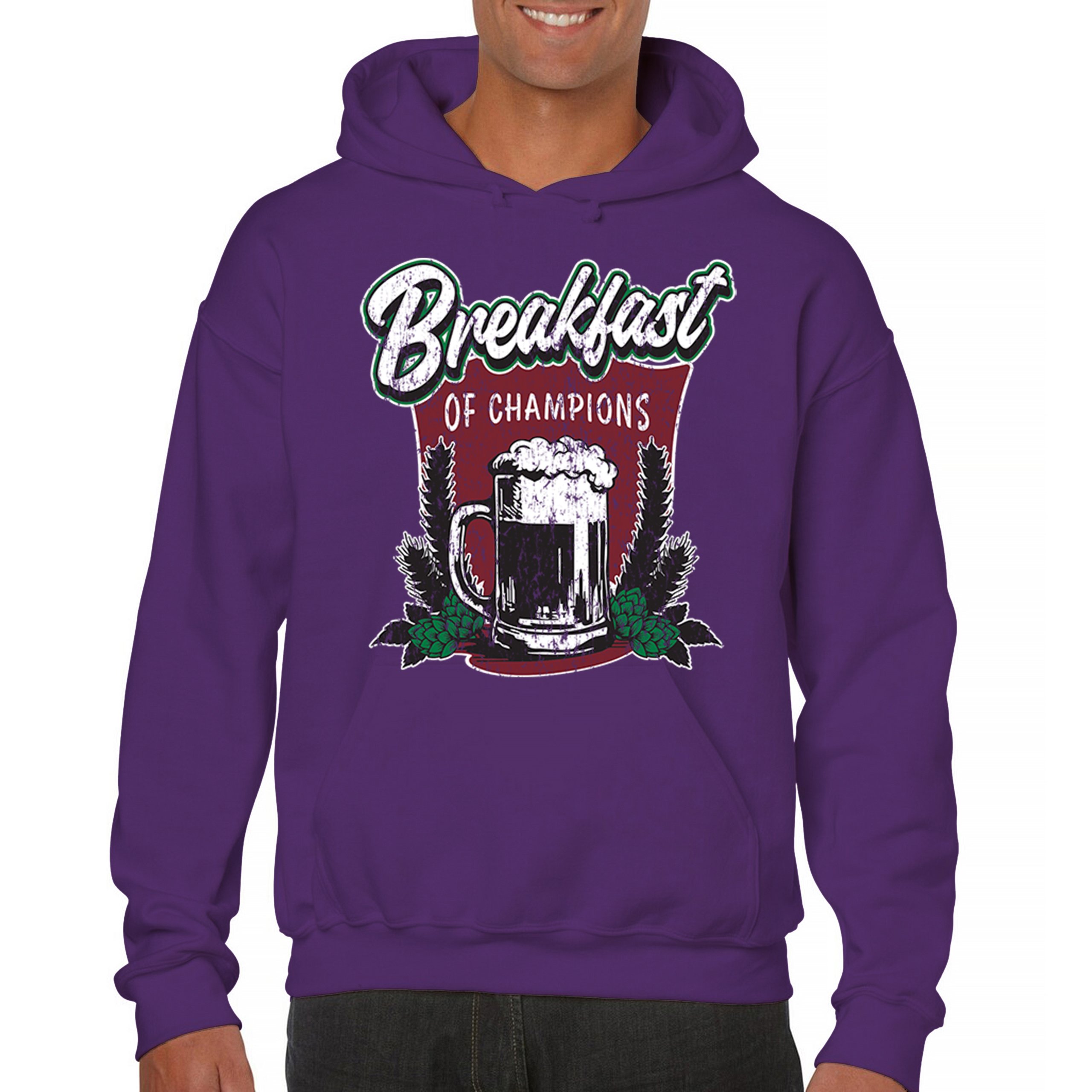 Breakfast of Champions Sweatshirt Beer Mug Cannabis Funny Stoner 420 Hoodie - Picture 23 of 57